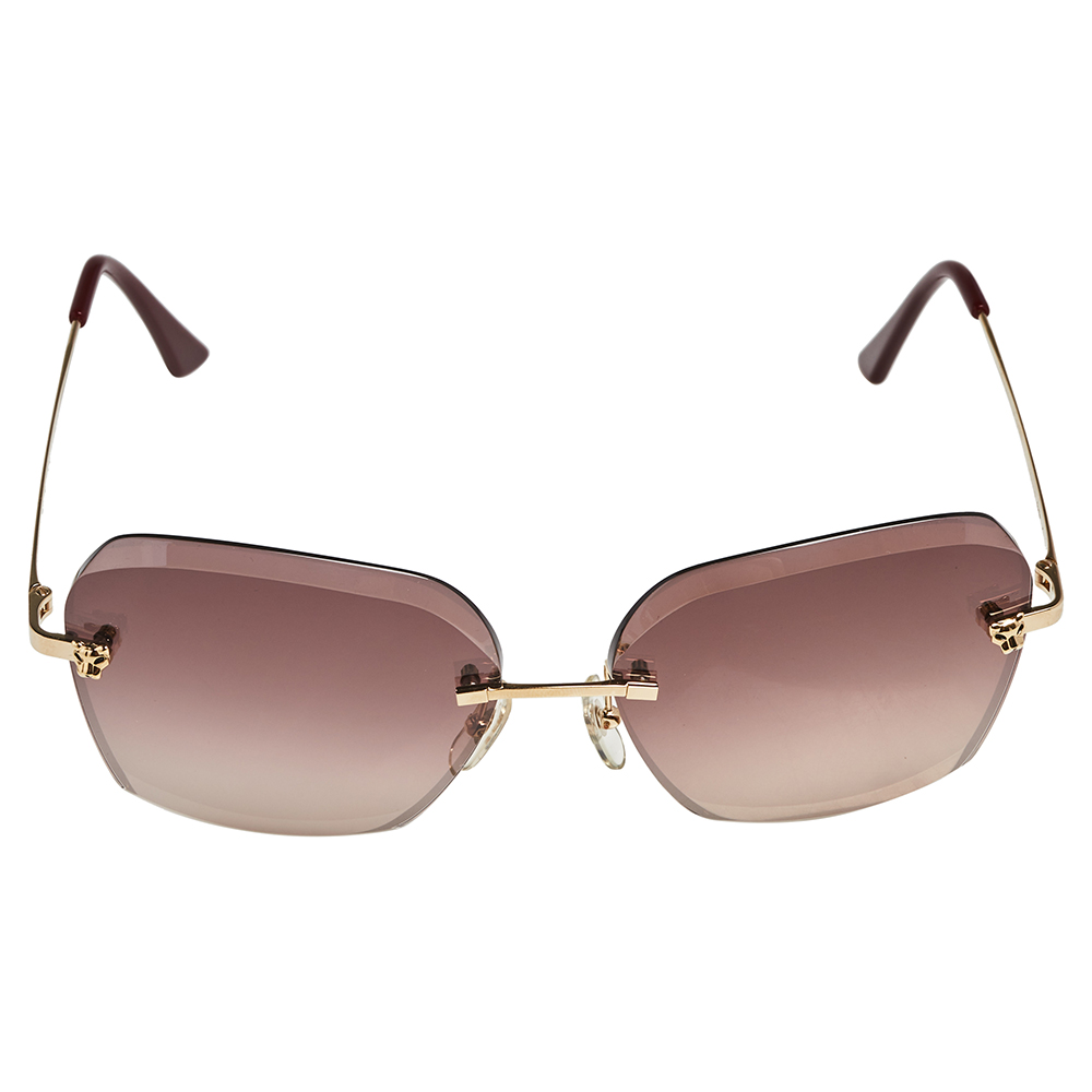 

Cartier Gold Tone/ Burgundy Gradient CT0147S Rimless Sunglasses
