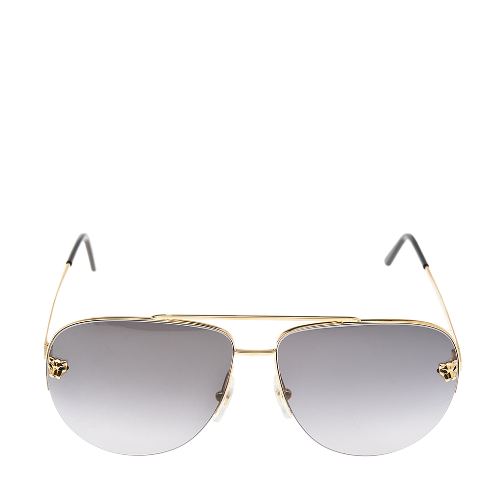 

Cartier Grey Panthere De Gradient Aviator Sunglasses
