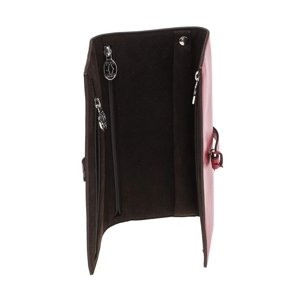 

Cartier Fuchsia Leather Jewelry Roll Holder Travel Case, Pink