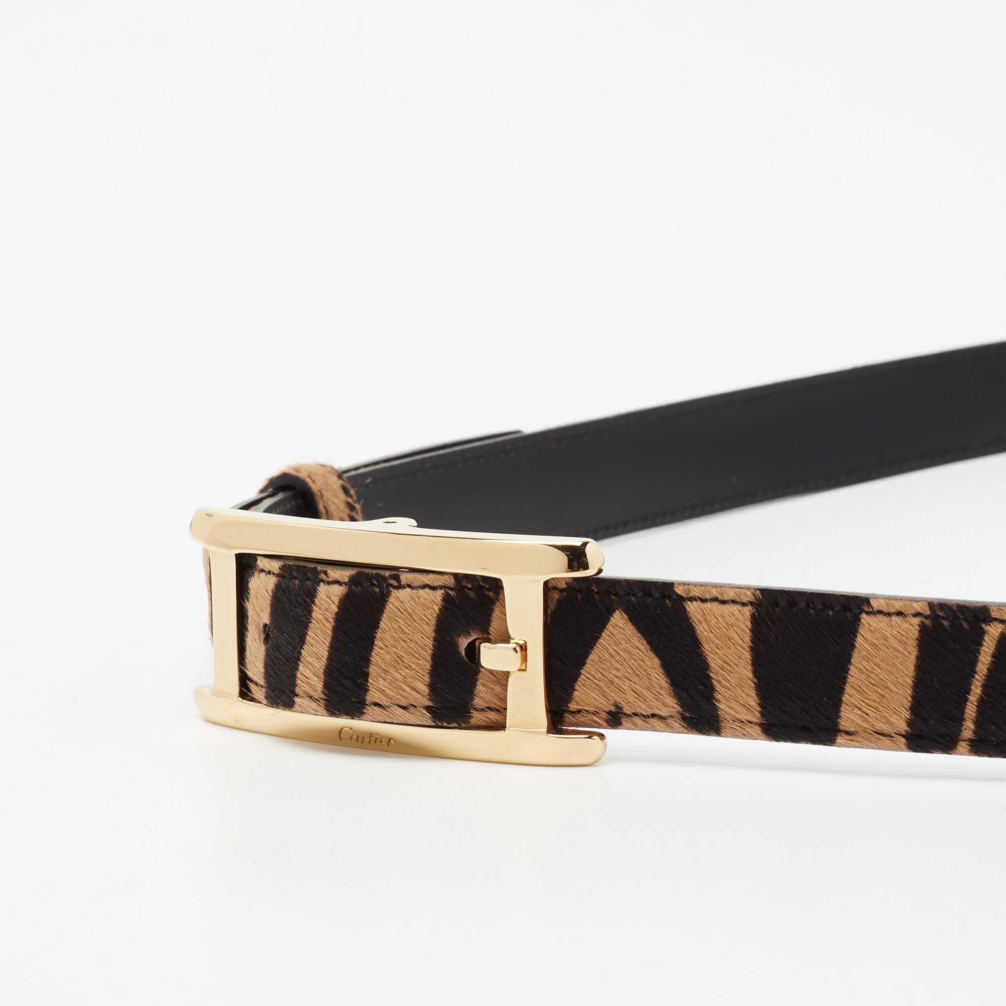 

Cartier Brown/Black Leopard Print Calfhair Skinny Belt