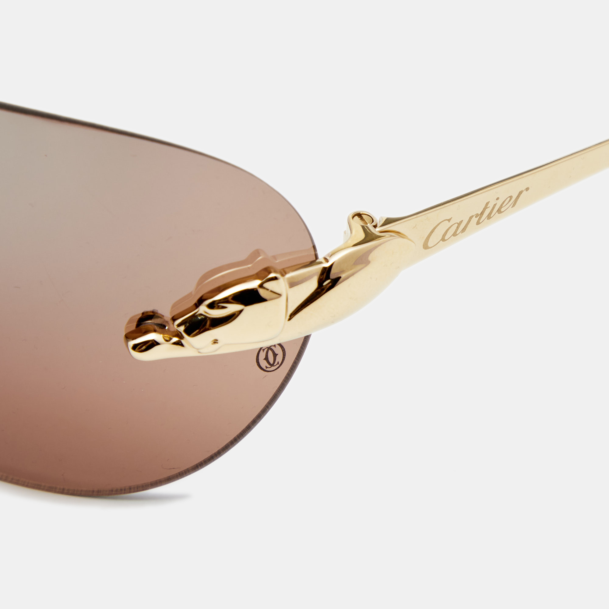 

Cartier Gold Tone/Brown Gradient Panthère de Cartier Rimless Sunglasses