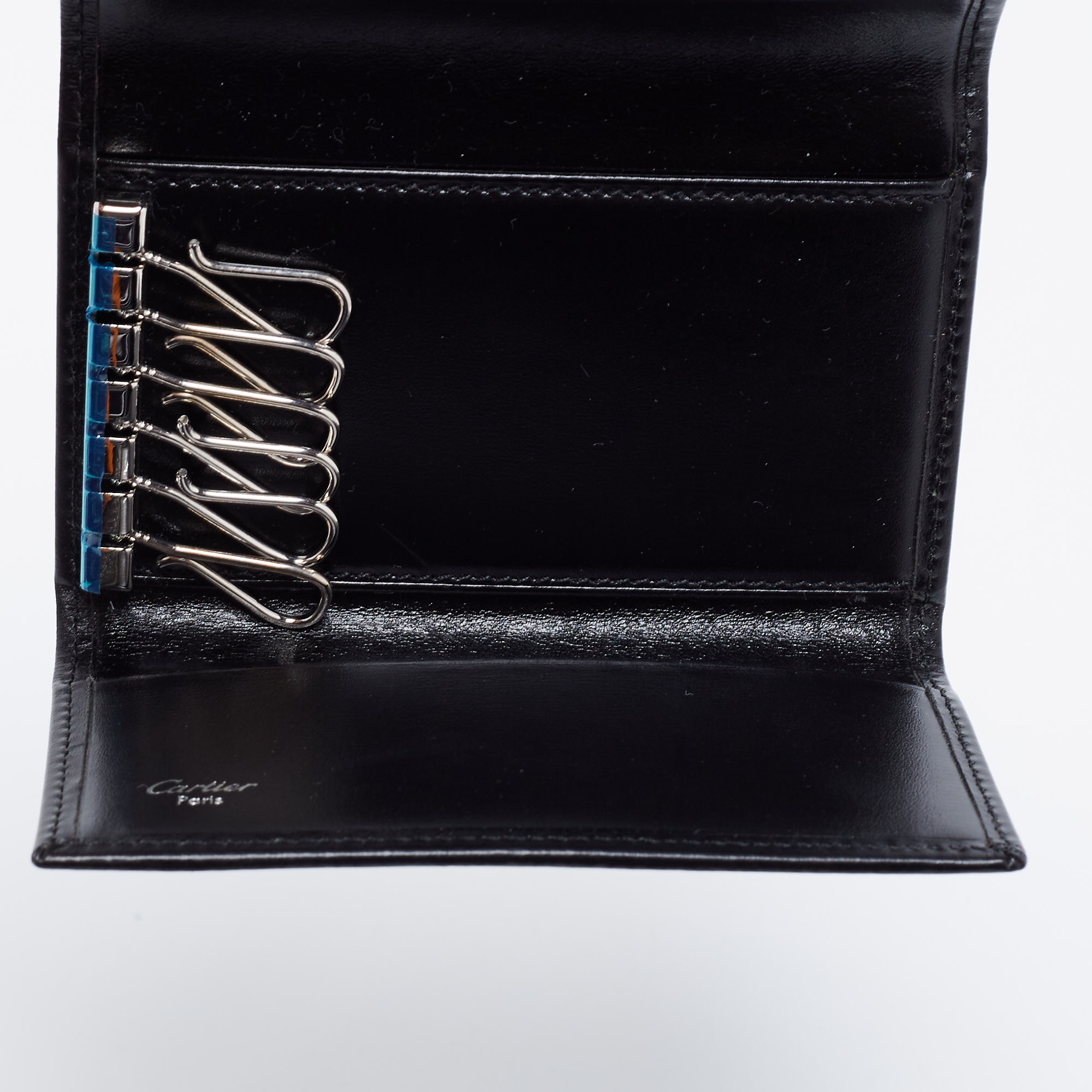 

Cartier Black Leather 6 Key Ring C Decor Wallet