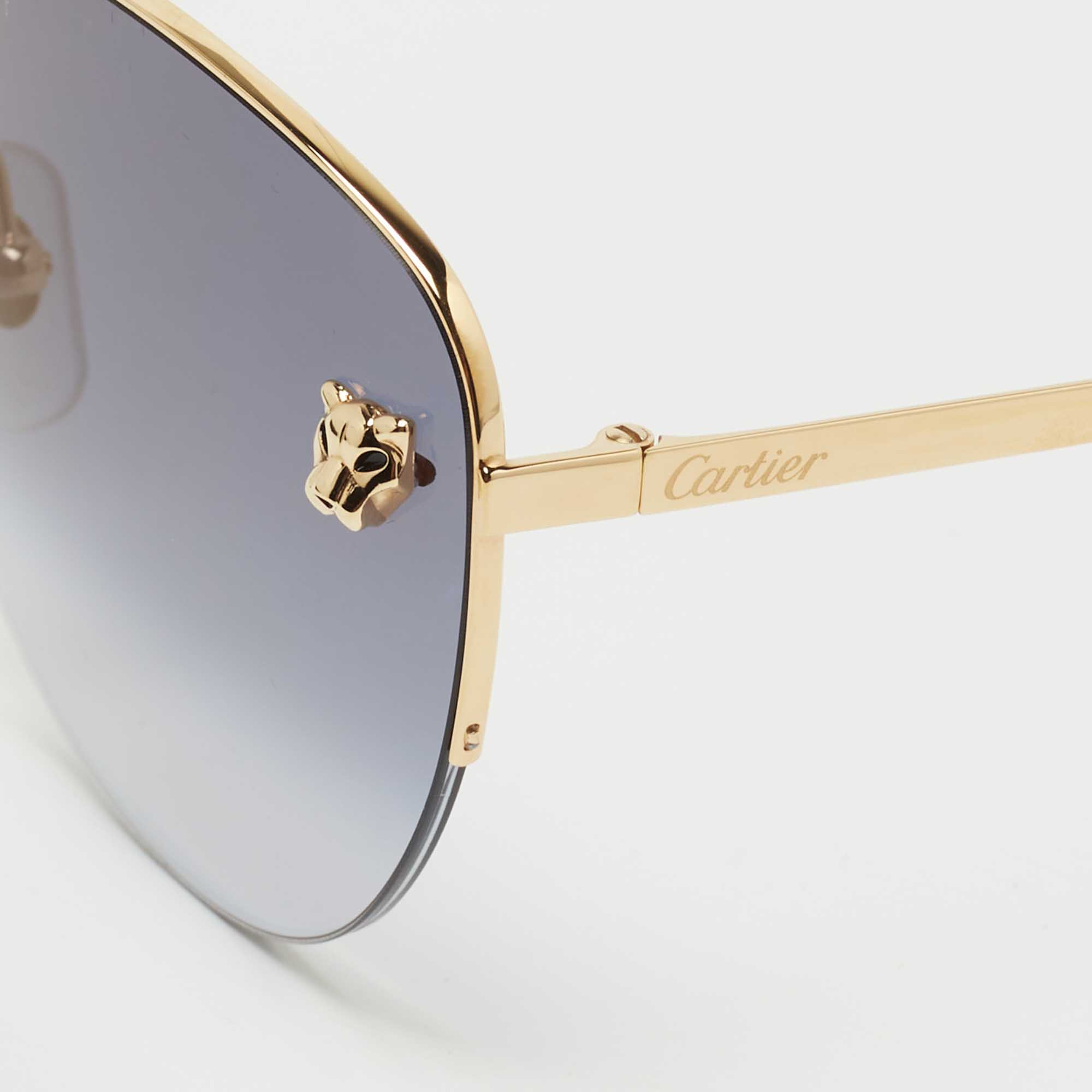 

Cartier Blue/Gold Gradient Panthere De Cartier Aviator Sunglasses