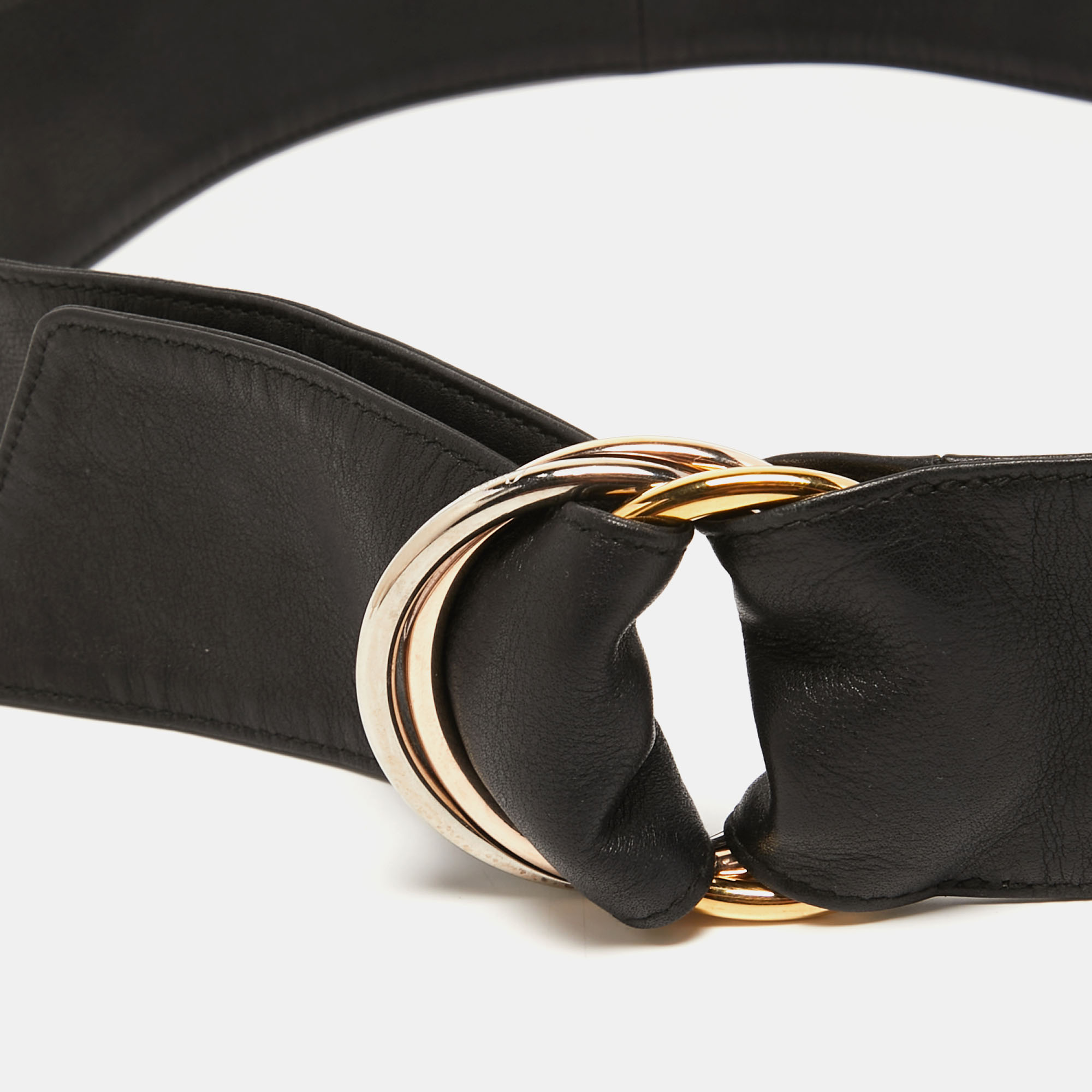 

Cartier Black Leather Infinity Waist Belt