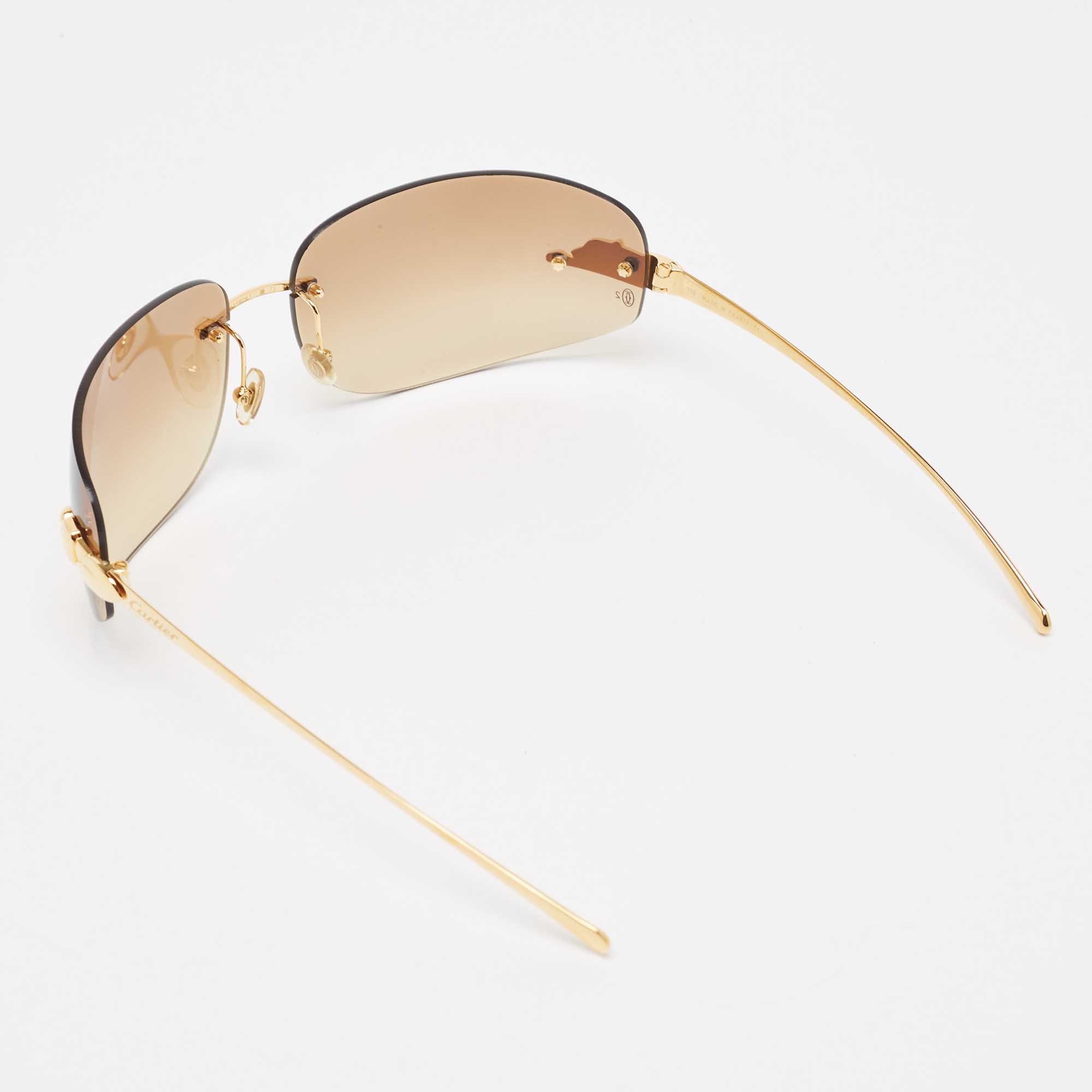 

Cartier Brown/Gold Gradient Panthere de Cartier Rimless Sunglasses