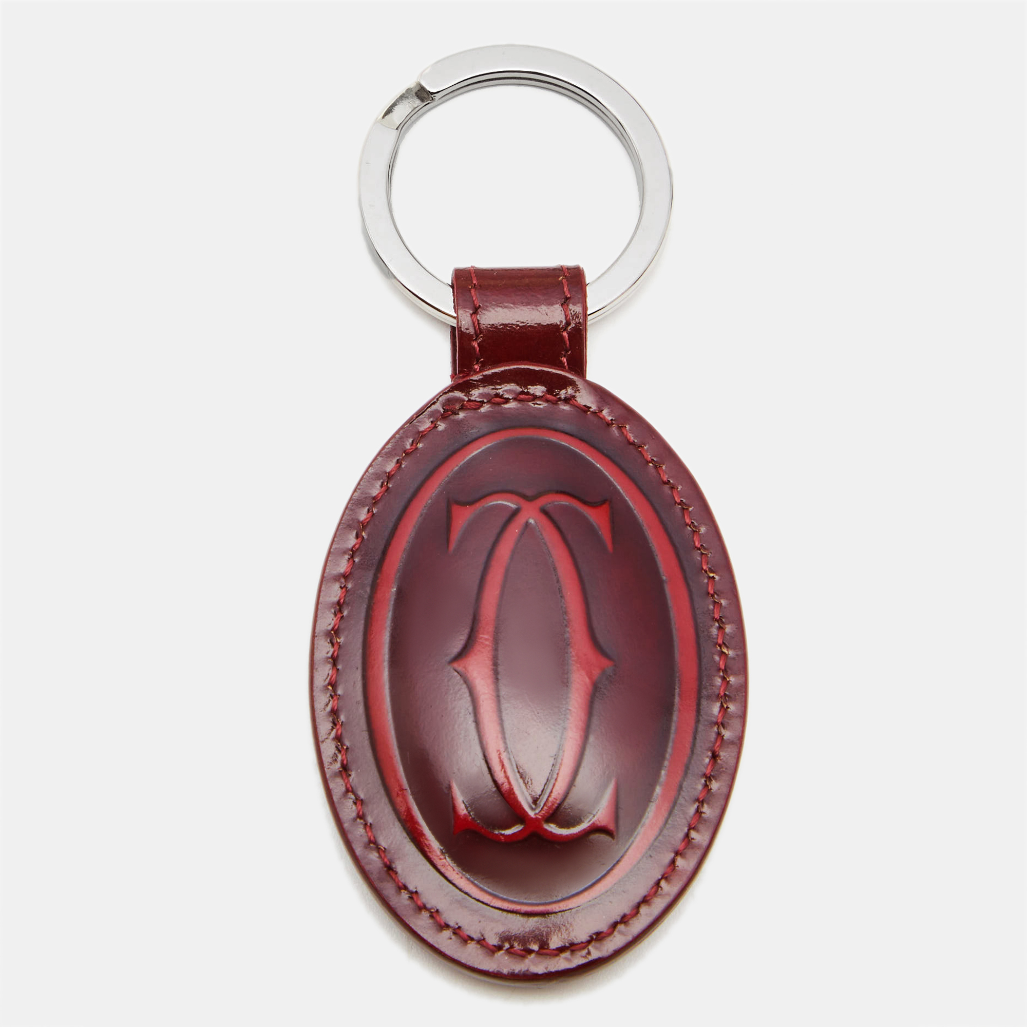 

Cartier Dark Red Leather Must de Cartier Key Chain
