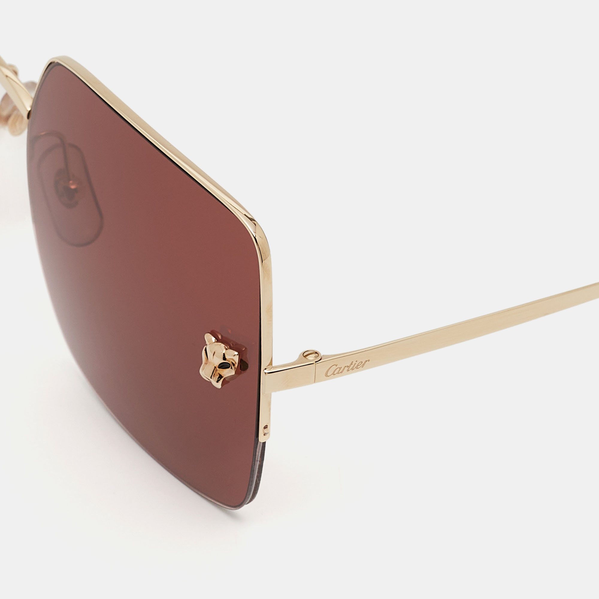 

Cartier Burgundy CT0121S Panthère de Cartier Square Sunglasses