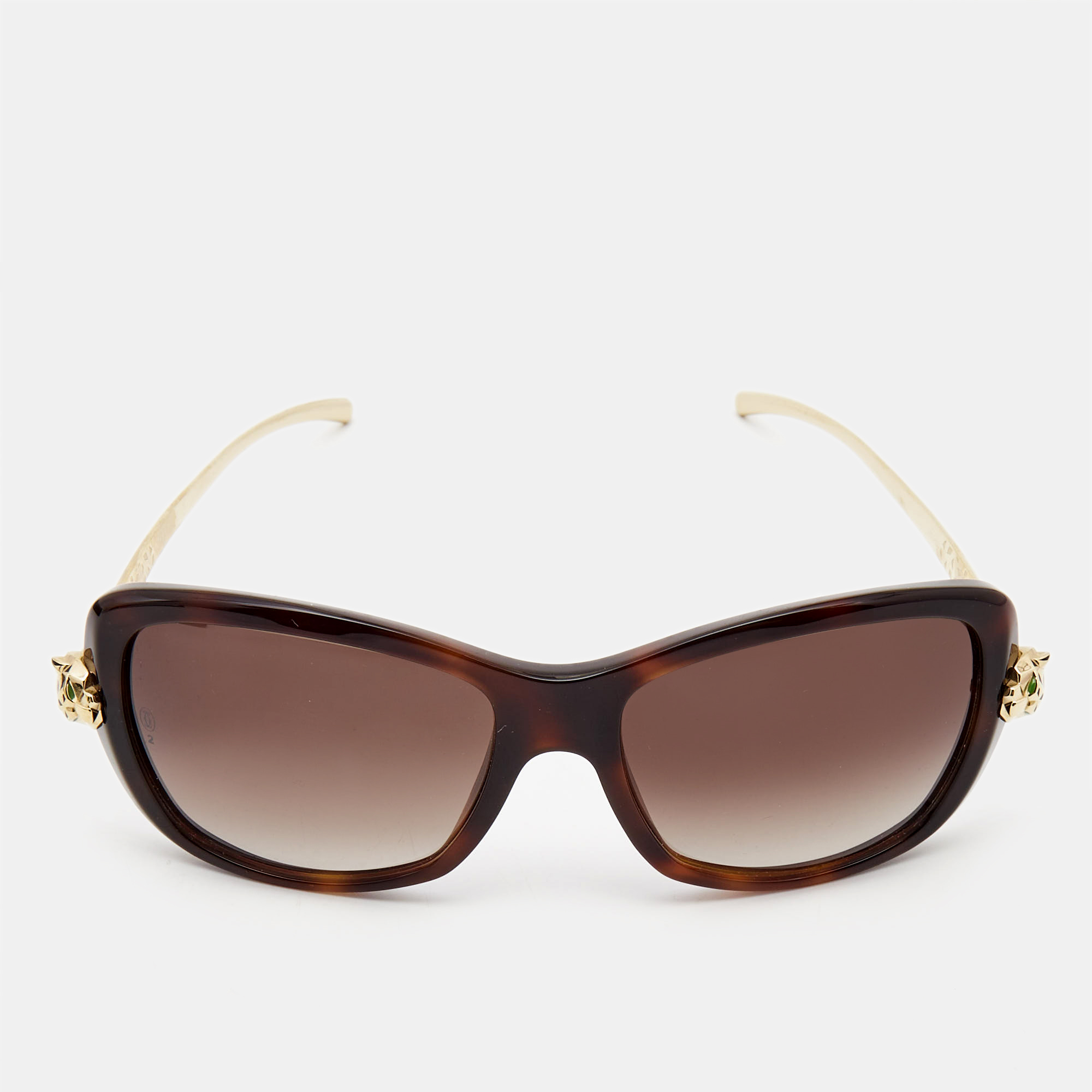 Pre Owned Cartier Brown Gradient Gradient Panthere De Cartier Square Sunglasses
