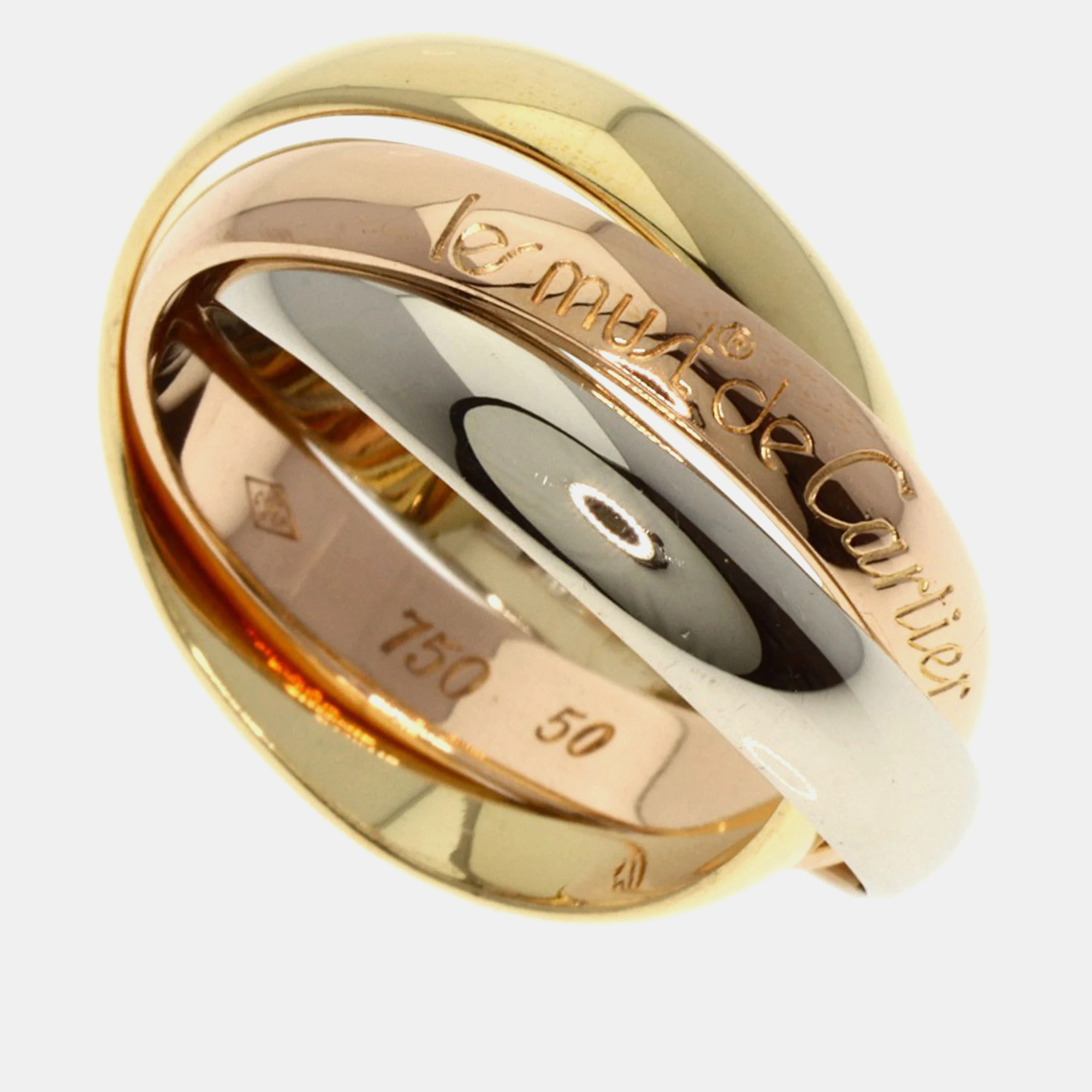 

Cartier 18K Yellow, Rose, White Gold Trinity Band Ring EU 50