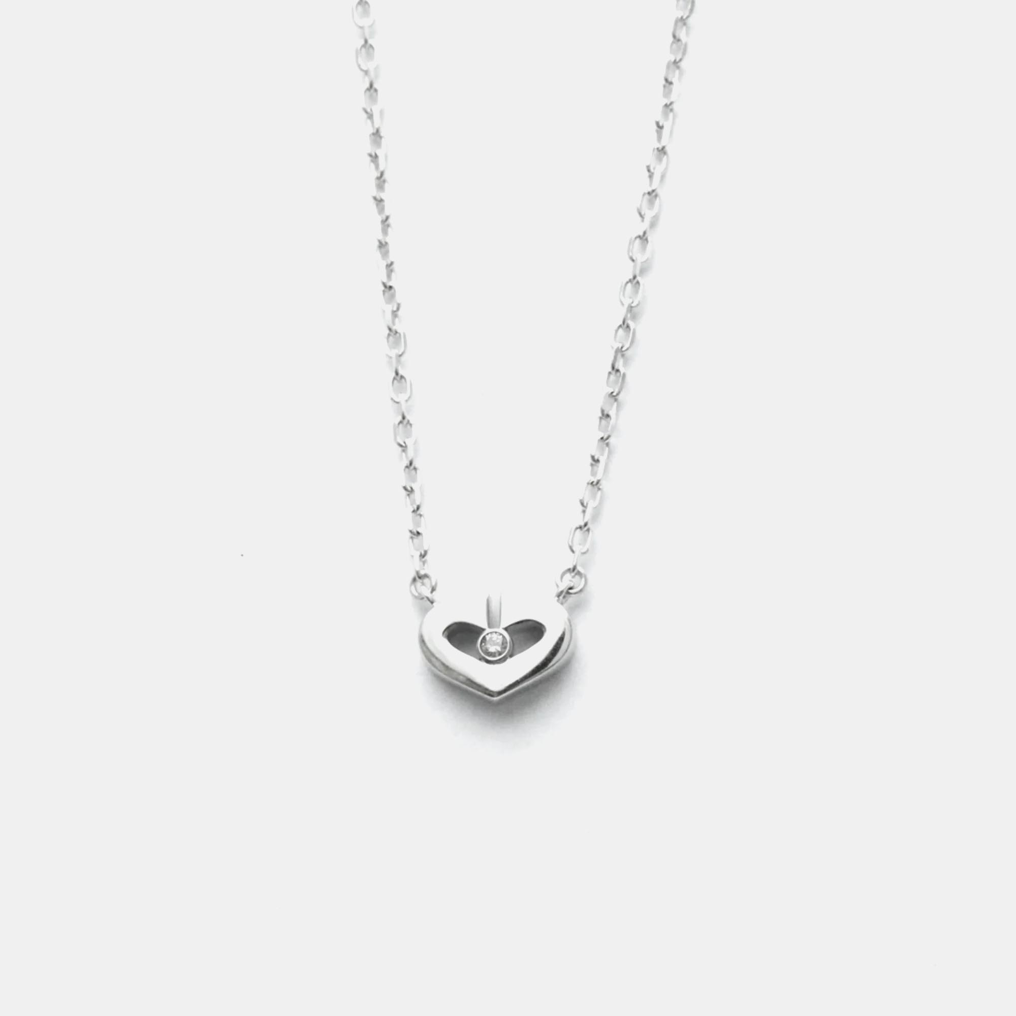 

Cartier 18K White Gold and Diamond C De Cartier Heart Pendant Necklace