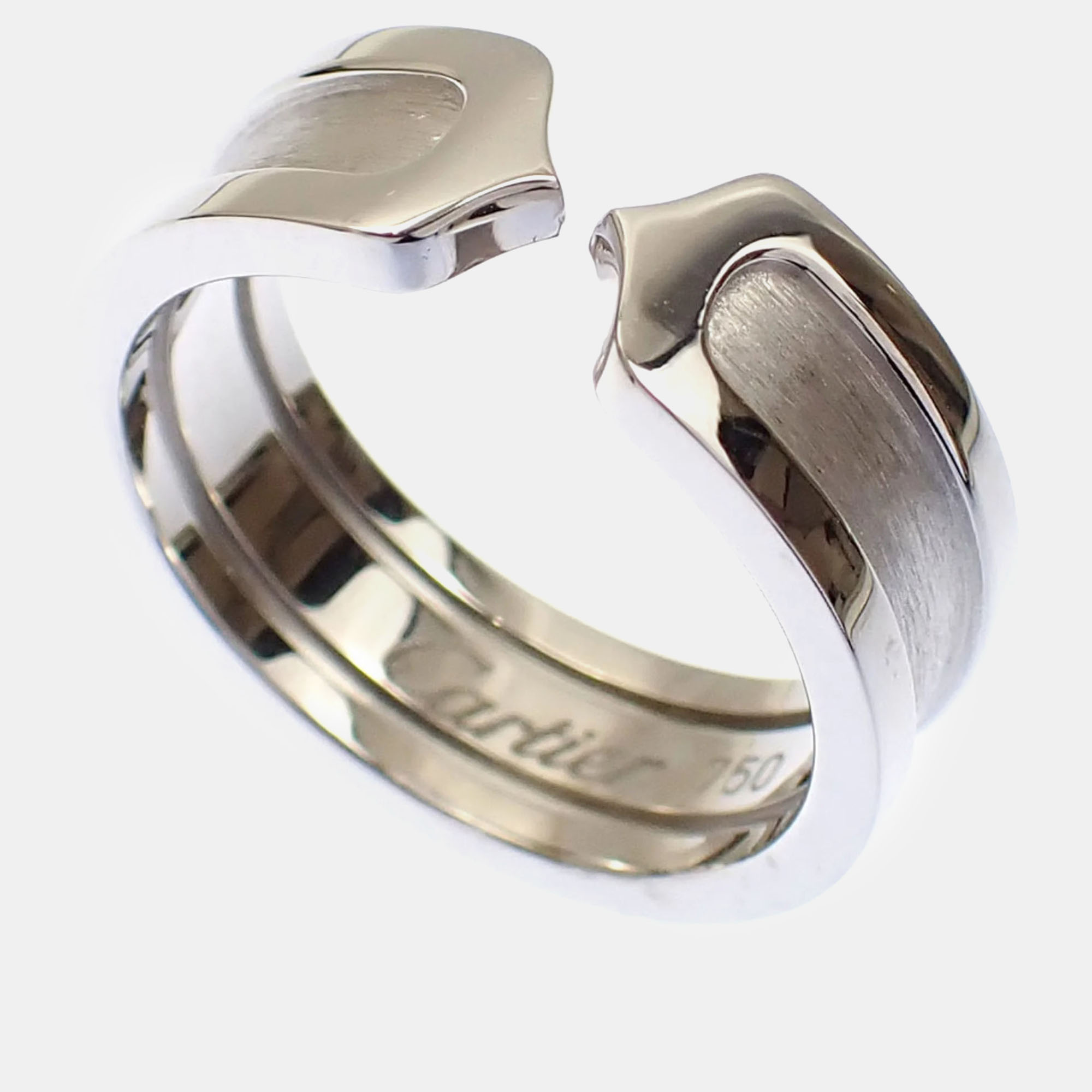 

Cartier 18K White Gold Double C Band Ring EU 53
