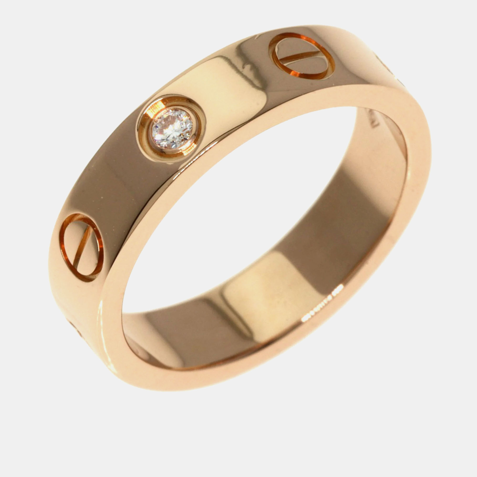 

Cartier 18K Rose Gold and Diamond Love Band Ring EU 45