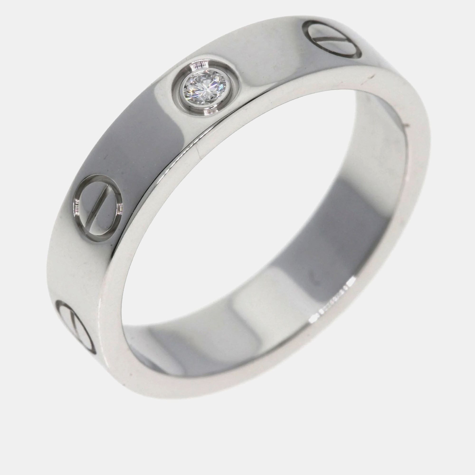 

Cartier 18K White Gold and Diamond Love Band Ring EU 48