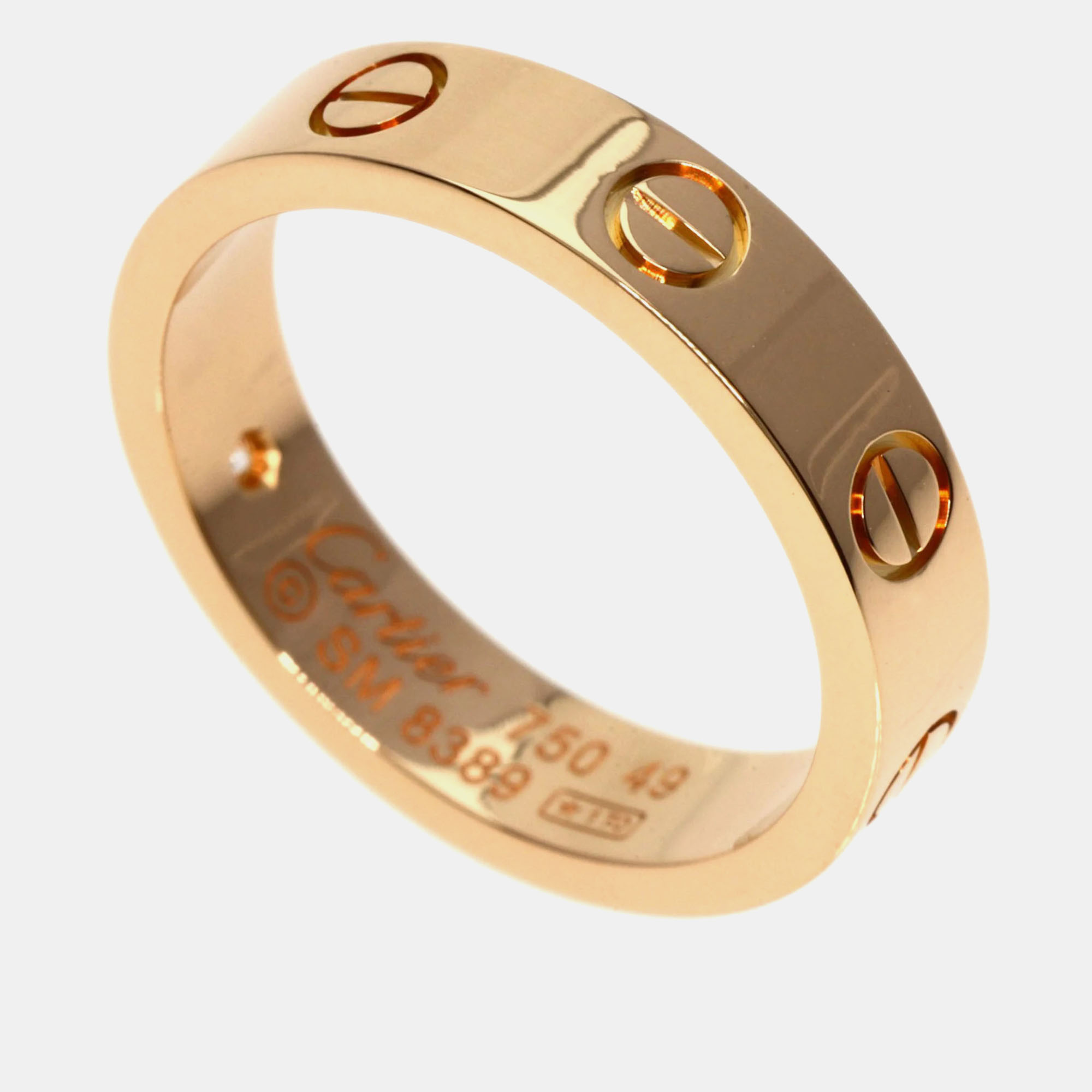 

Cartier 18K Rose Gold and Diamond Love Band Ring EU 49