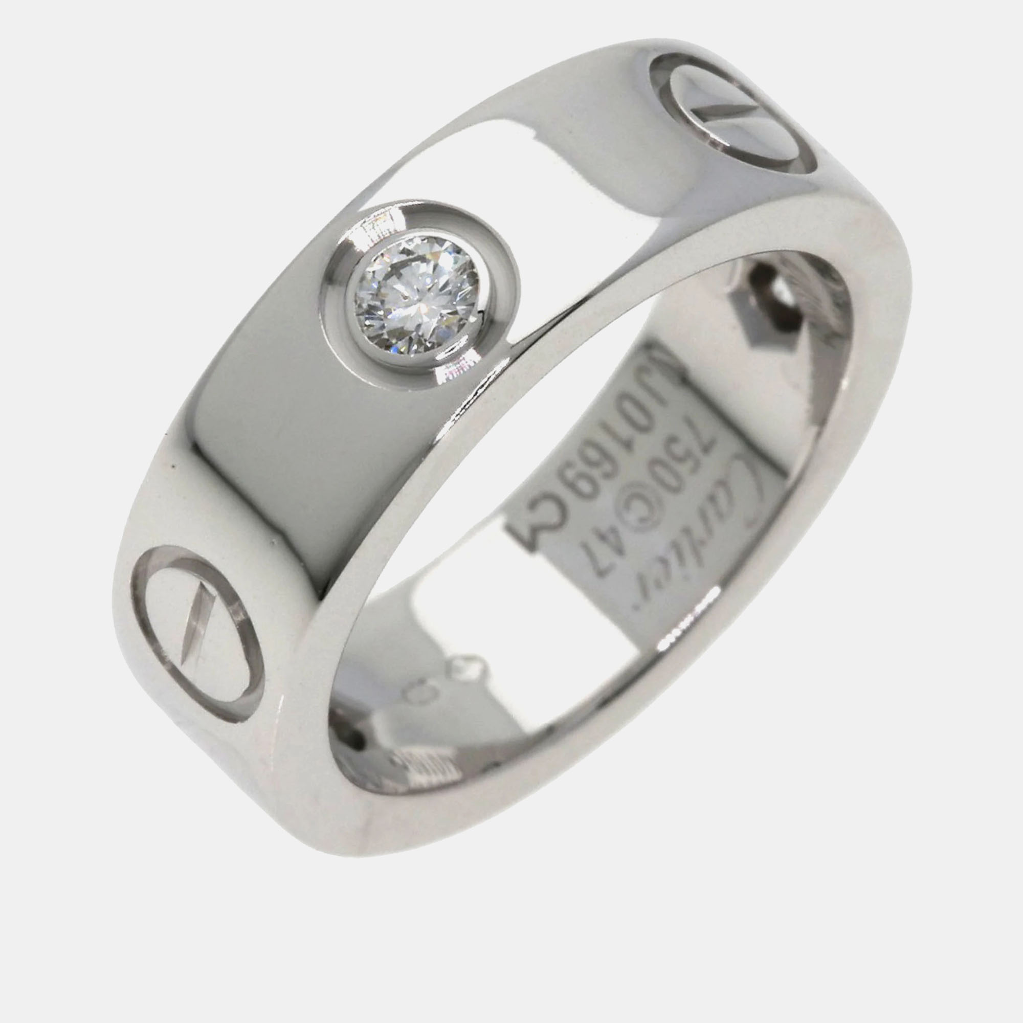 

Cartier 18K White Gold and Diamond Love Band Ring EU 47