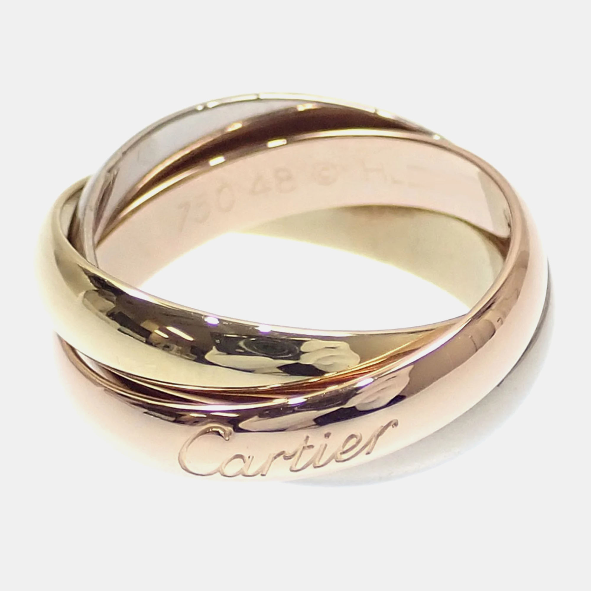

Cartier 18K Yellow, Rose, White Gold Trinity Band Ring EU 48