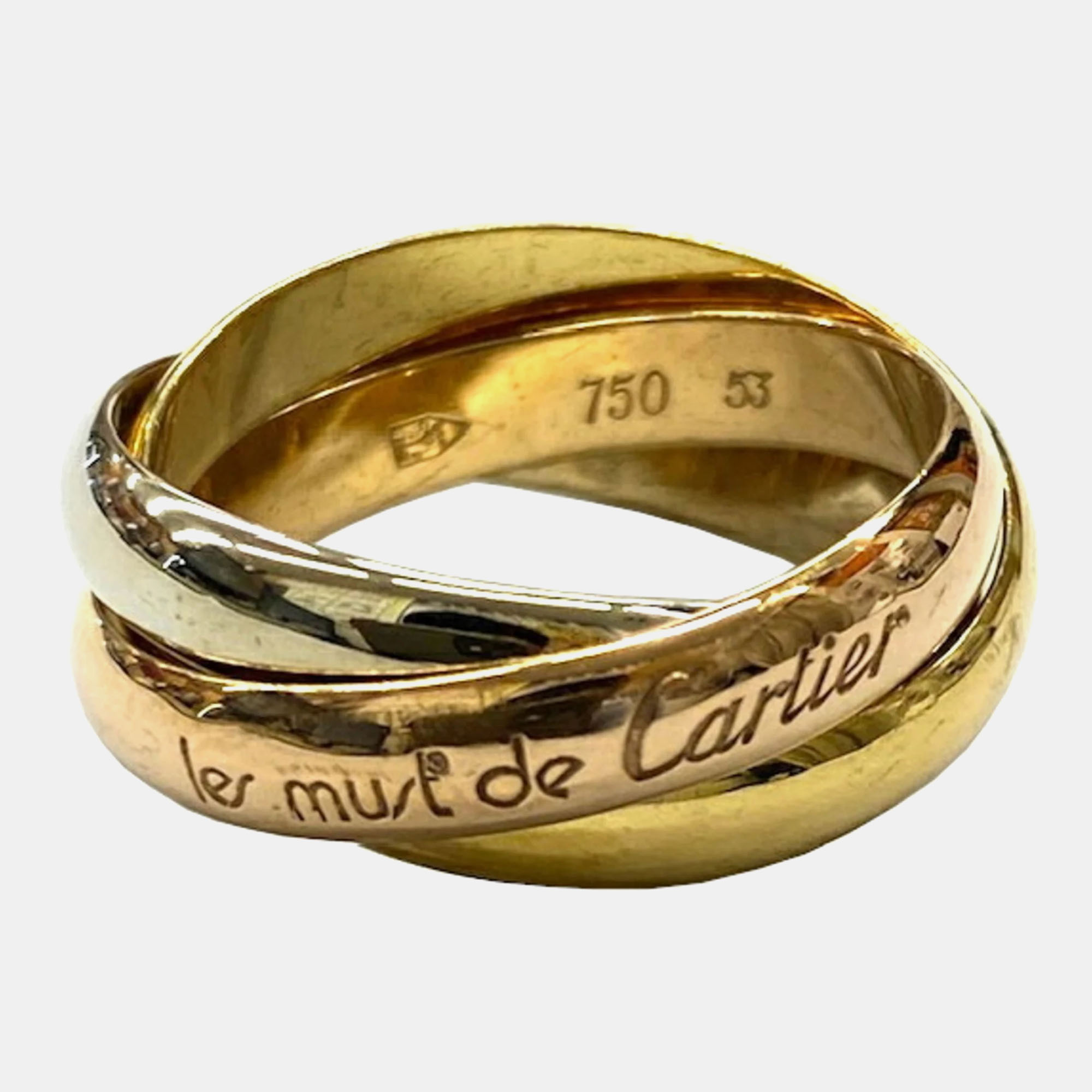 

Cartier 18K Yellow, Rose, White Gold Trinity Band Ring EU 53