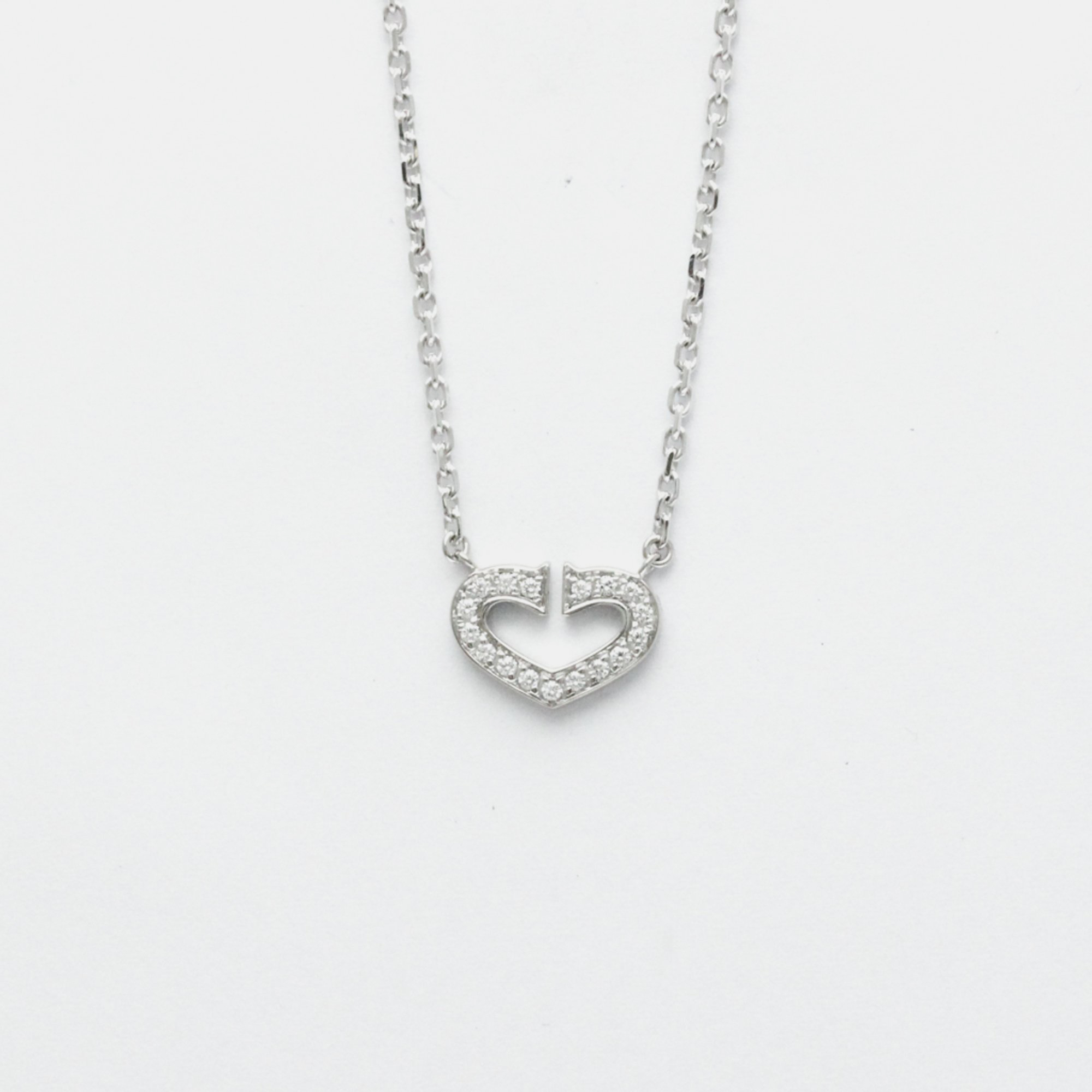 

Cartier 18K White Gold Heart C Diamond Necklace