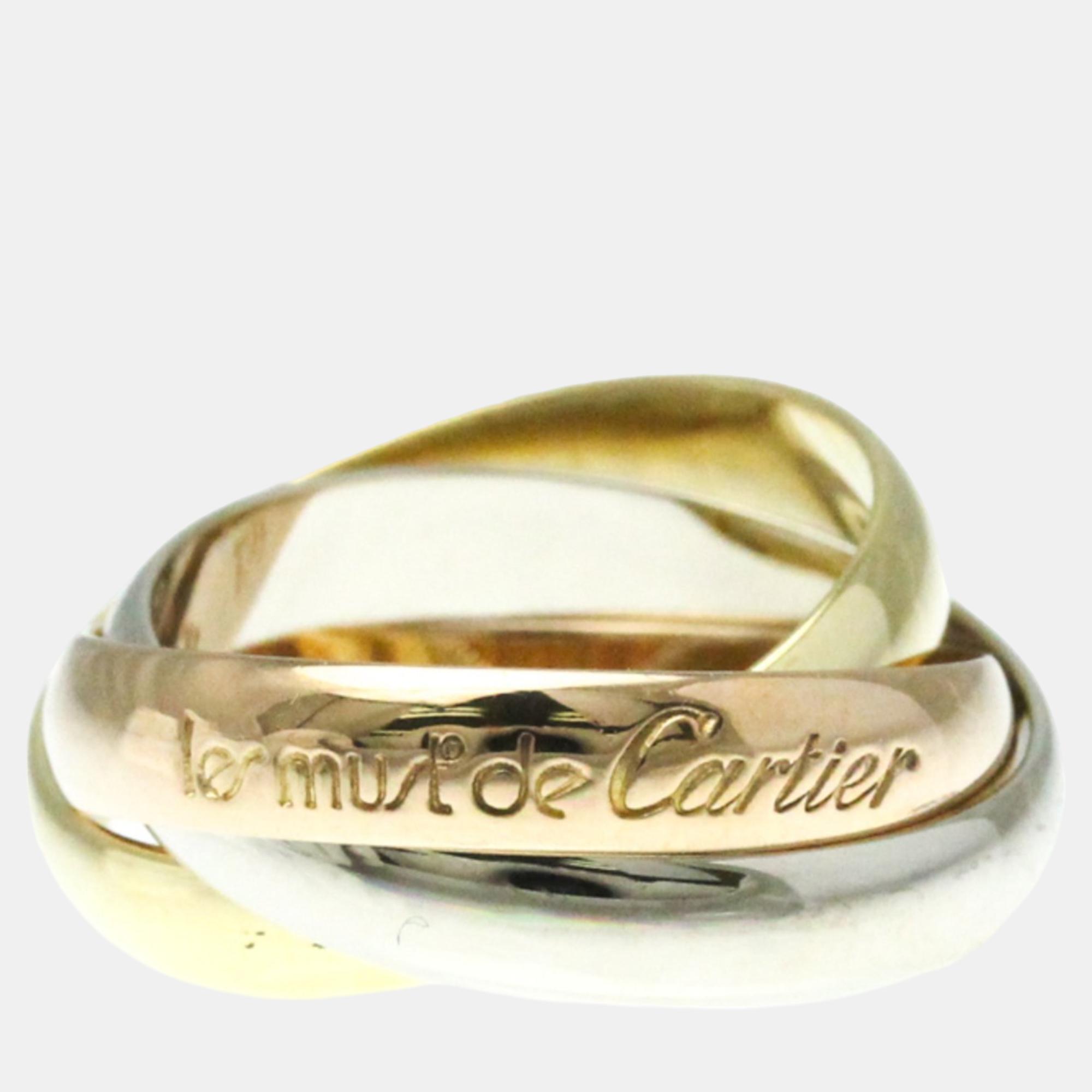 

Cartier 18K Yellow, Rose, White Gold Trinity Band Ring EU 50