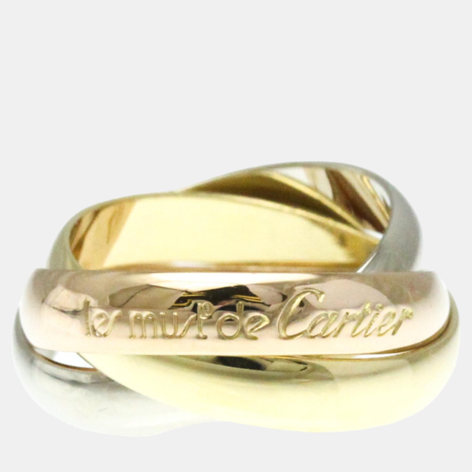 

Cartier 18K Yellow, Rose, White Gold Trinity Band Ring EU 49