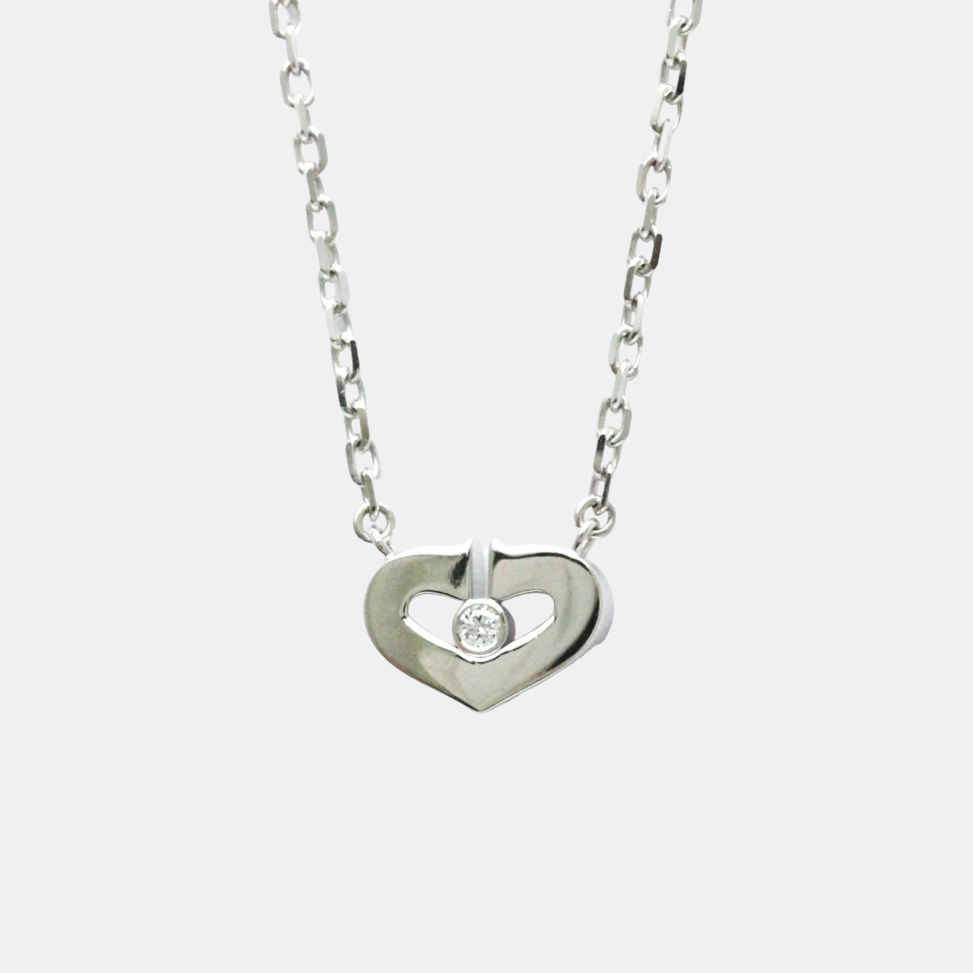 

Cartier 18K White Gold and Diamond C De Cartier Heart Pendant Necklace