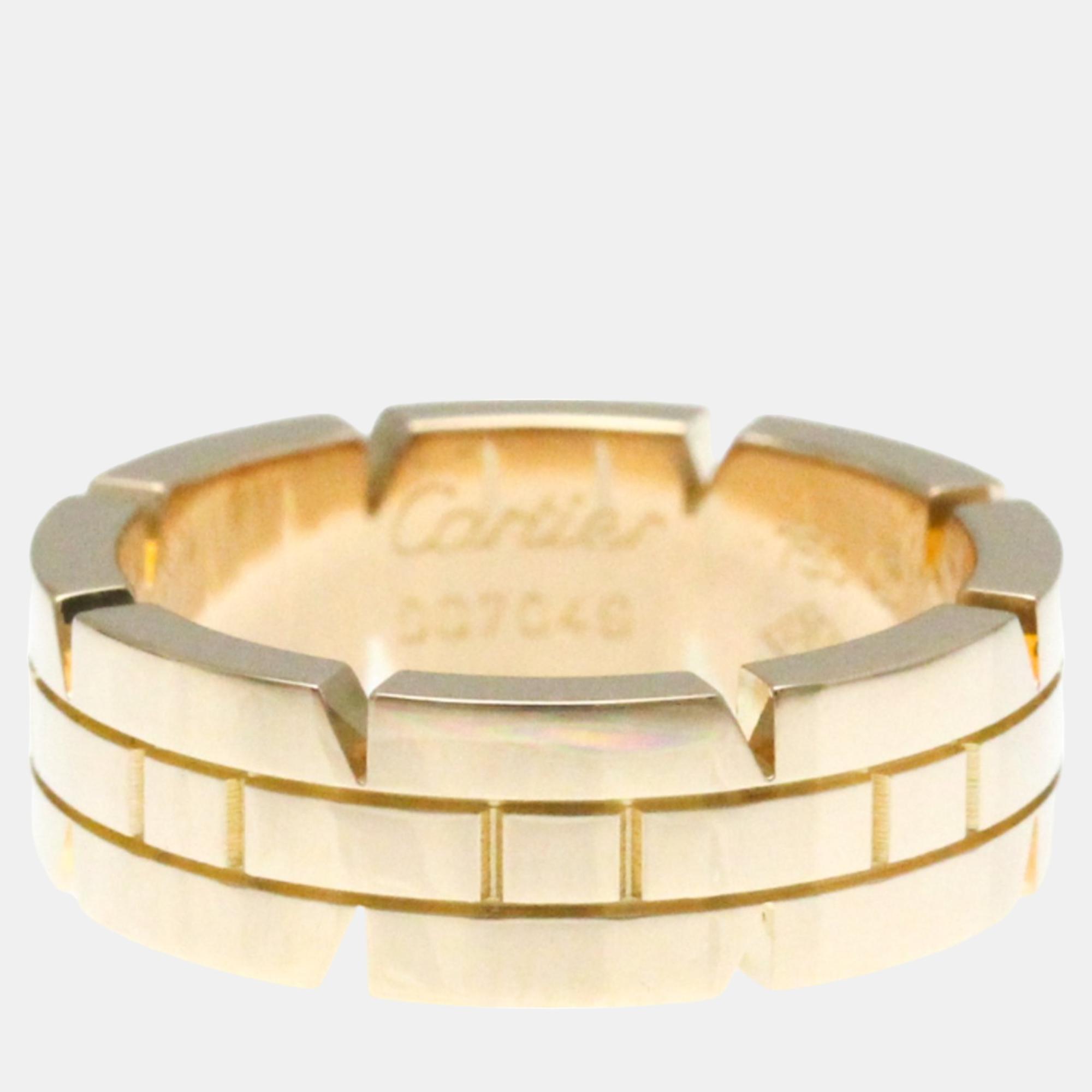 Pre-owned Cartier 18k Rose Gold Tank Francaise Band Ring Eu 50