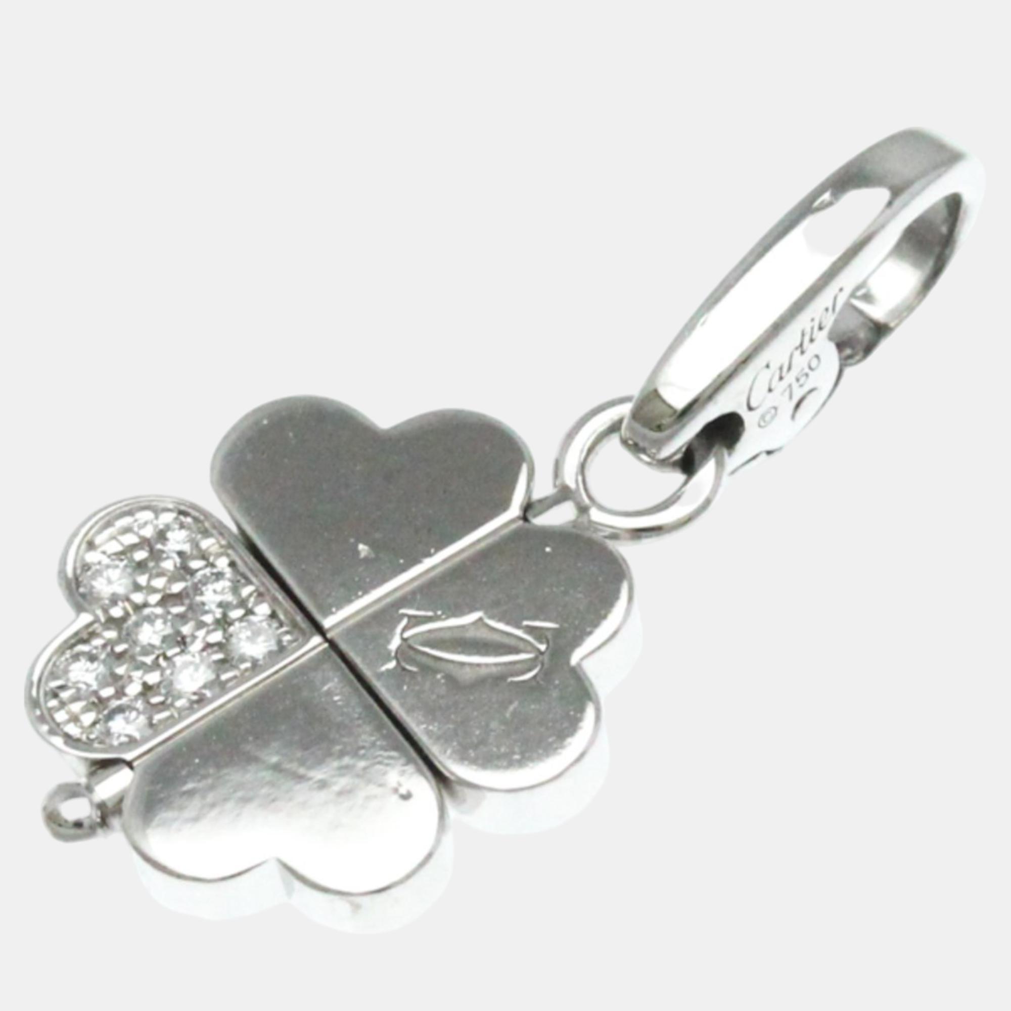 

Cartier 18K White Gold and Diamond 4 Leaf Clover Pendant Charm