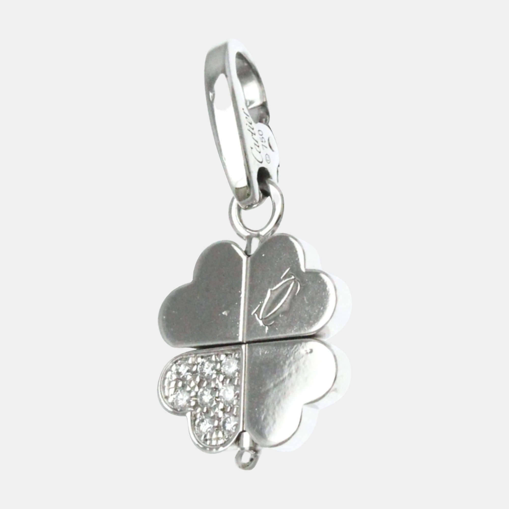 

Cartier 18K White Gold and Diamond 4 Leaf Clover Pendant Charm