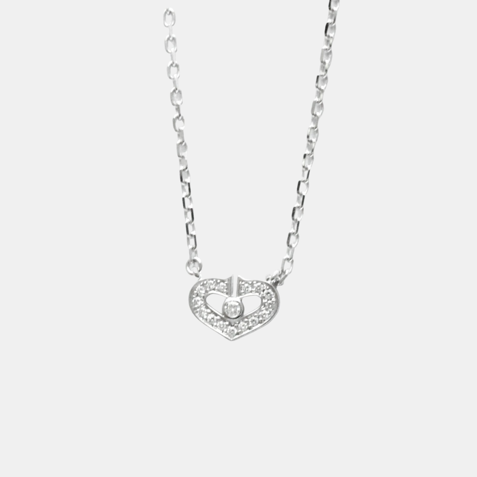 

Cartier 18K White Gold and Diamond C De Cartier Heart Pendant Necklace