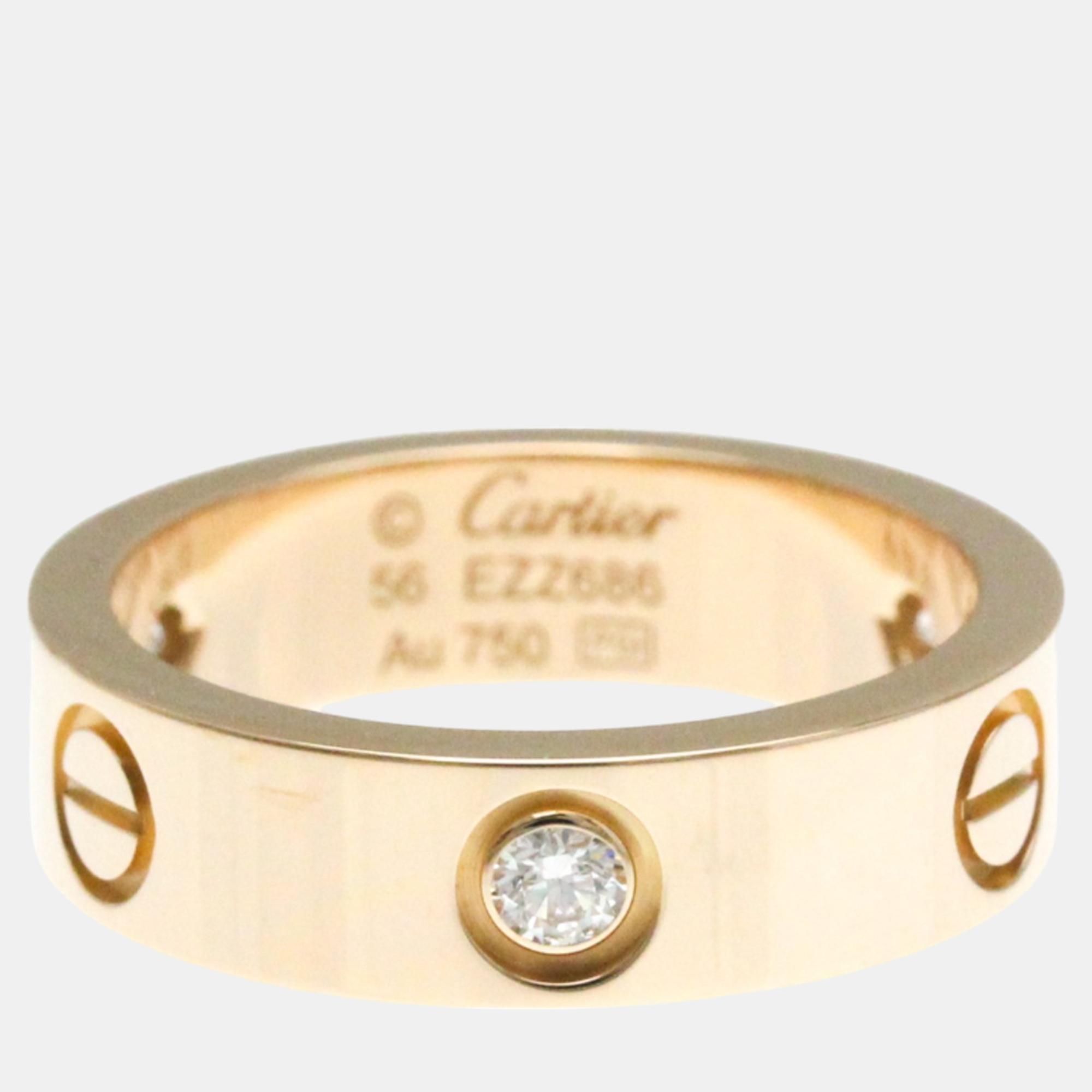 

Cartier 18K Rose Gold and Diamond Love Band Ring EU 56