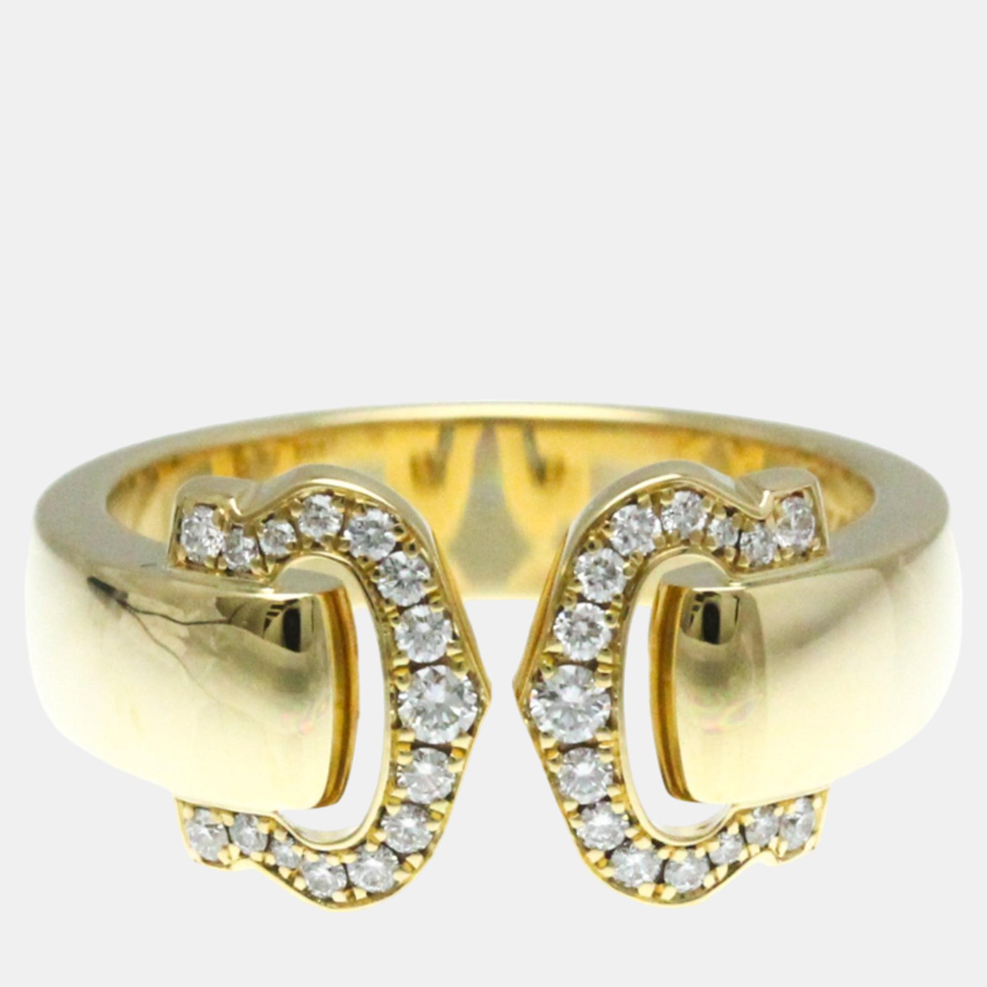 

Cartier 18K Yellow Gold and Diamond C De Cartier Band Ring EU 54