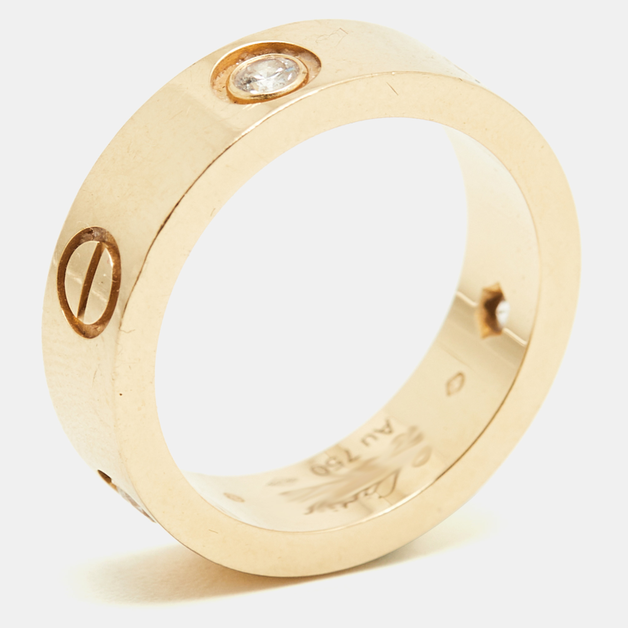 

Cartier Love 3 Diamond 18k Rose Gold Ring Size