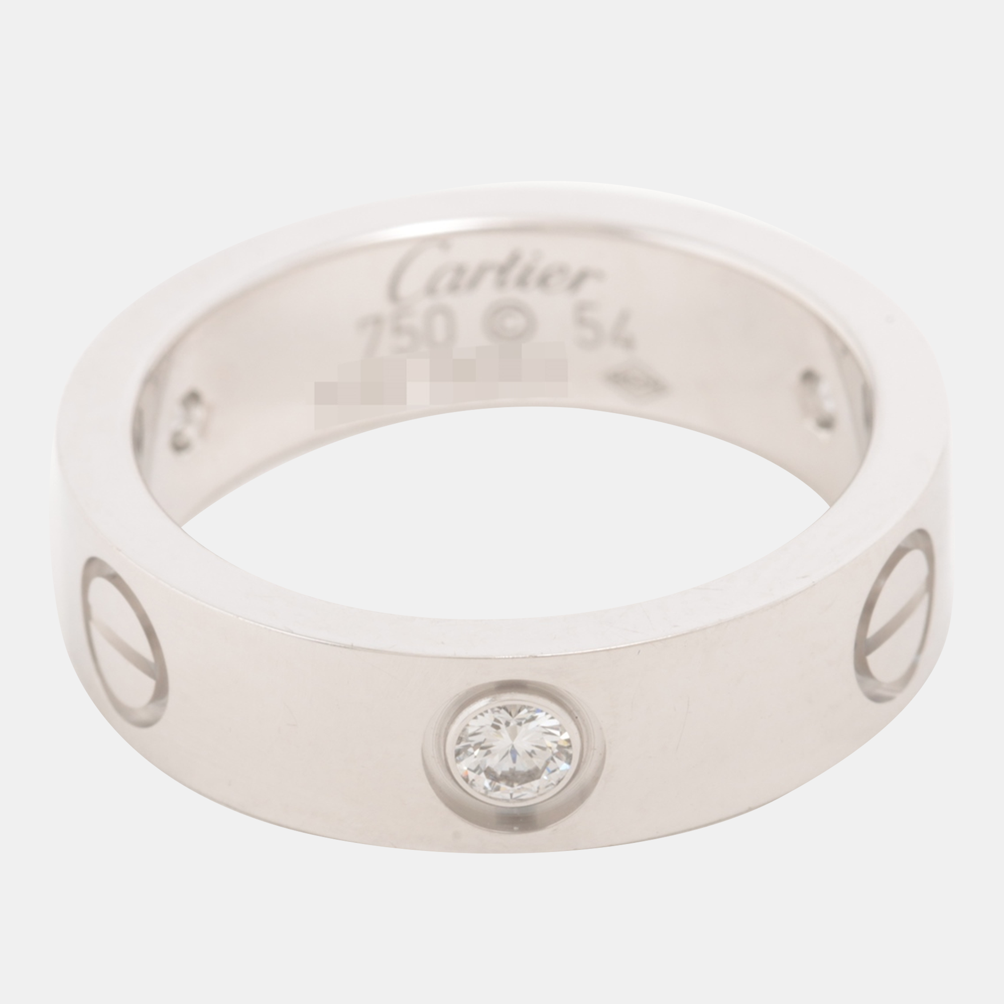 

Cartier 18K White Gold and Diamond Love Band Ring EU 54