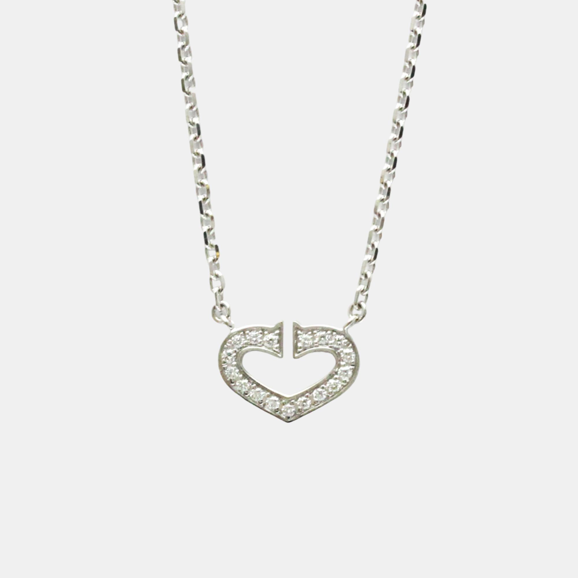 

Cartier 18K White Gold and Diamond C De Cartier Heart Pendant Necklace