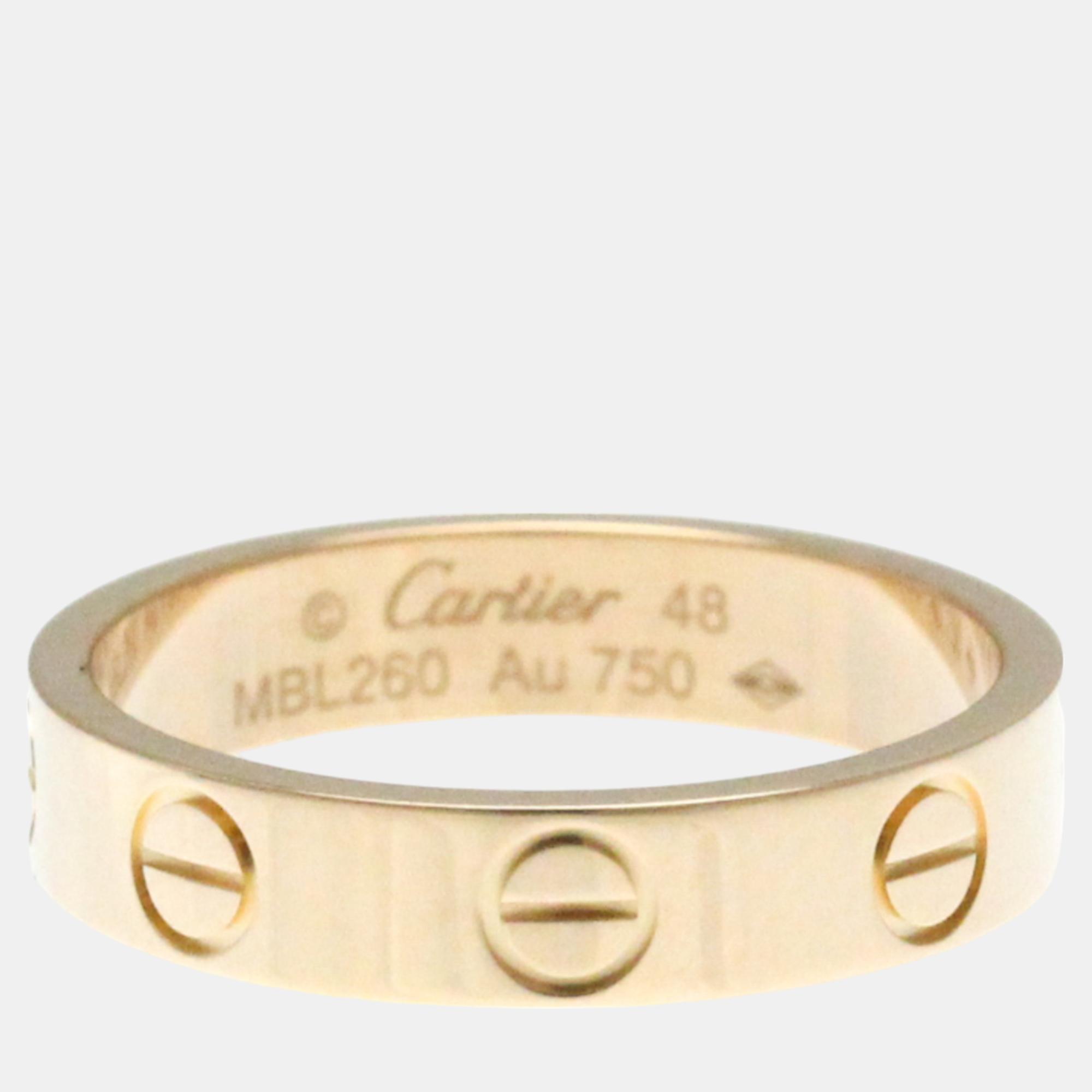 

Cartier 18K Rose Gold Love Band Ring EU 48