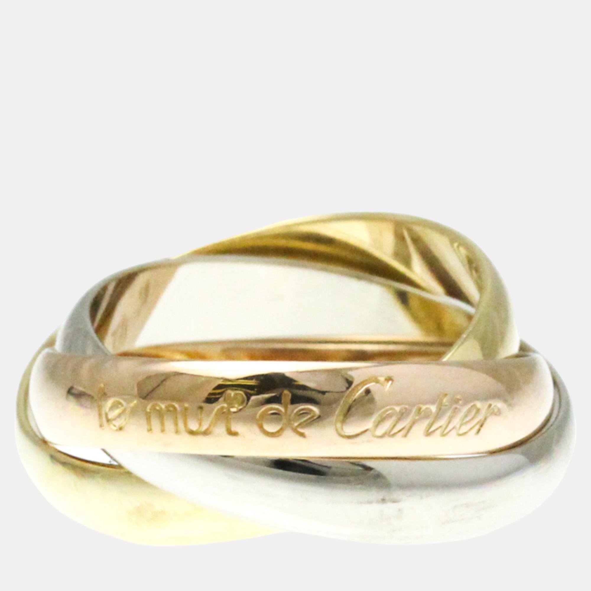 

Cartier 18K Yellow, Rose, White Gold Trinity Band Ring EU 50