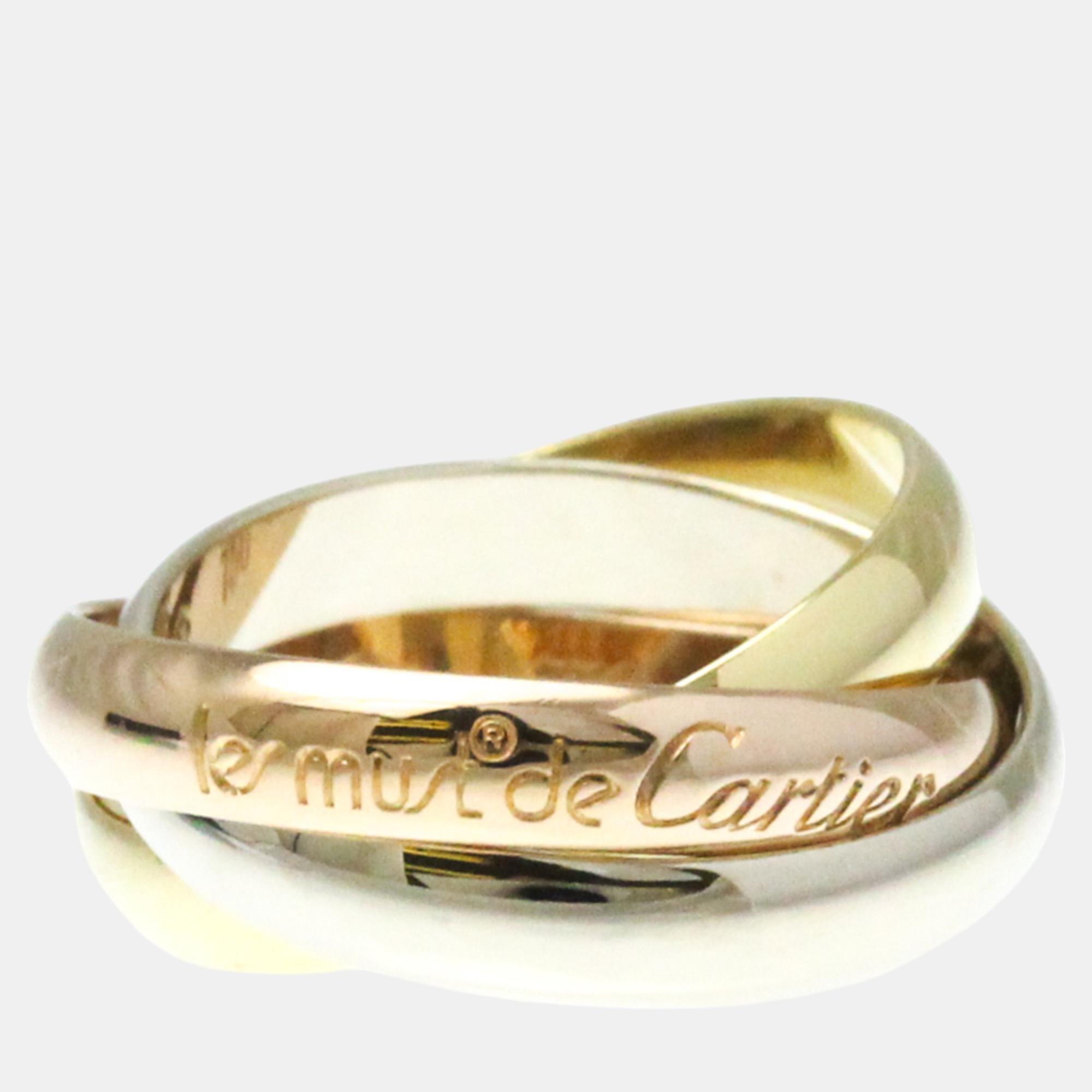 

Cartier 18K Yellow, Rose, White Gold Trinity Band Ring EU 52