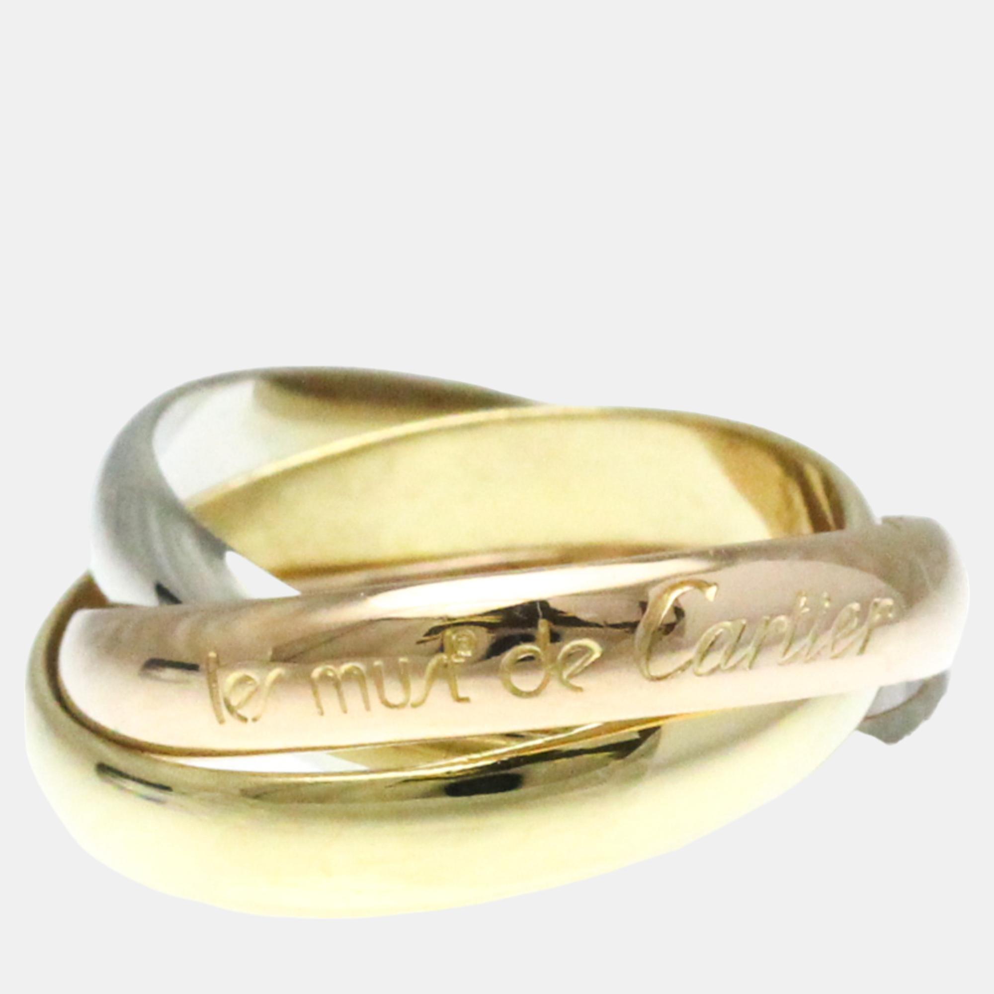

Cartier 18K Yellow, Rose, White Gold Trinity Band Ring EU 52