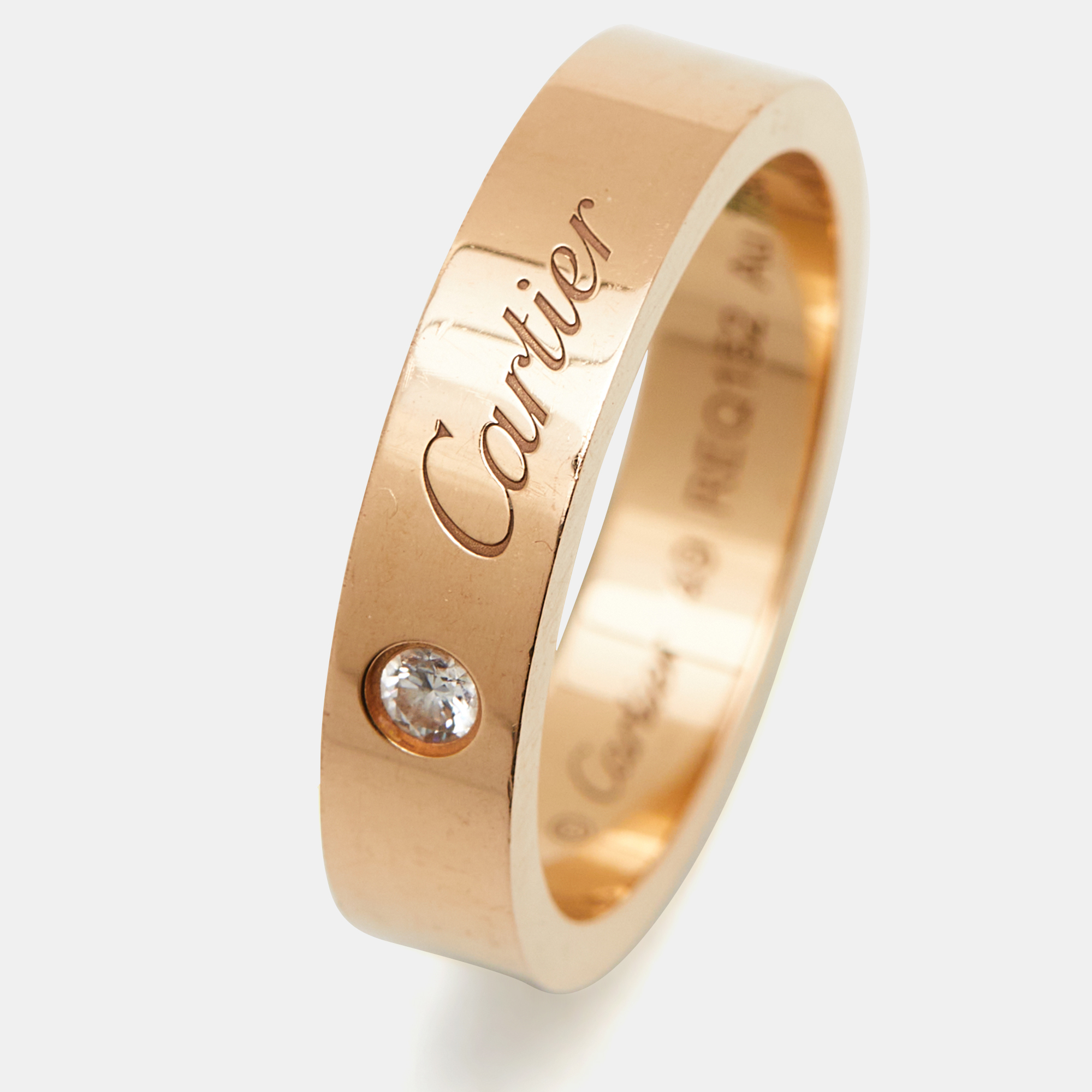 

Cartier C De Cartier Diamond 18k Rose Gold Wedding Band Ring Size