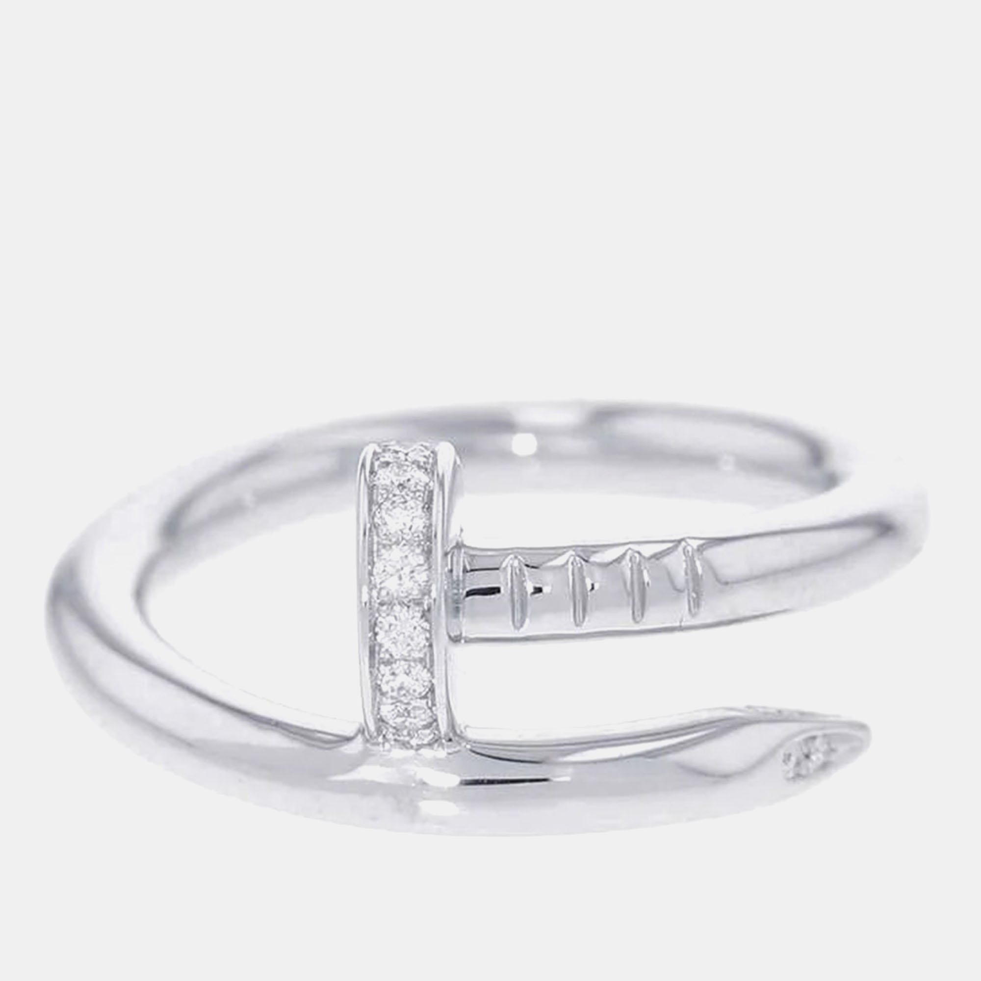 

Cartier 18K White Gold and Diamond Juste Un Clou Ring EU 53