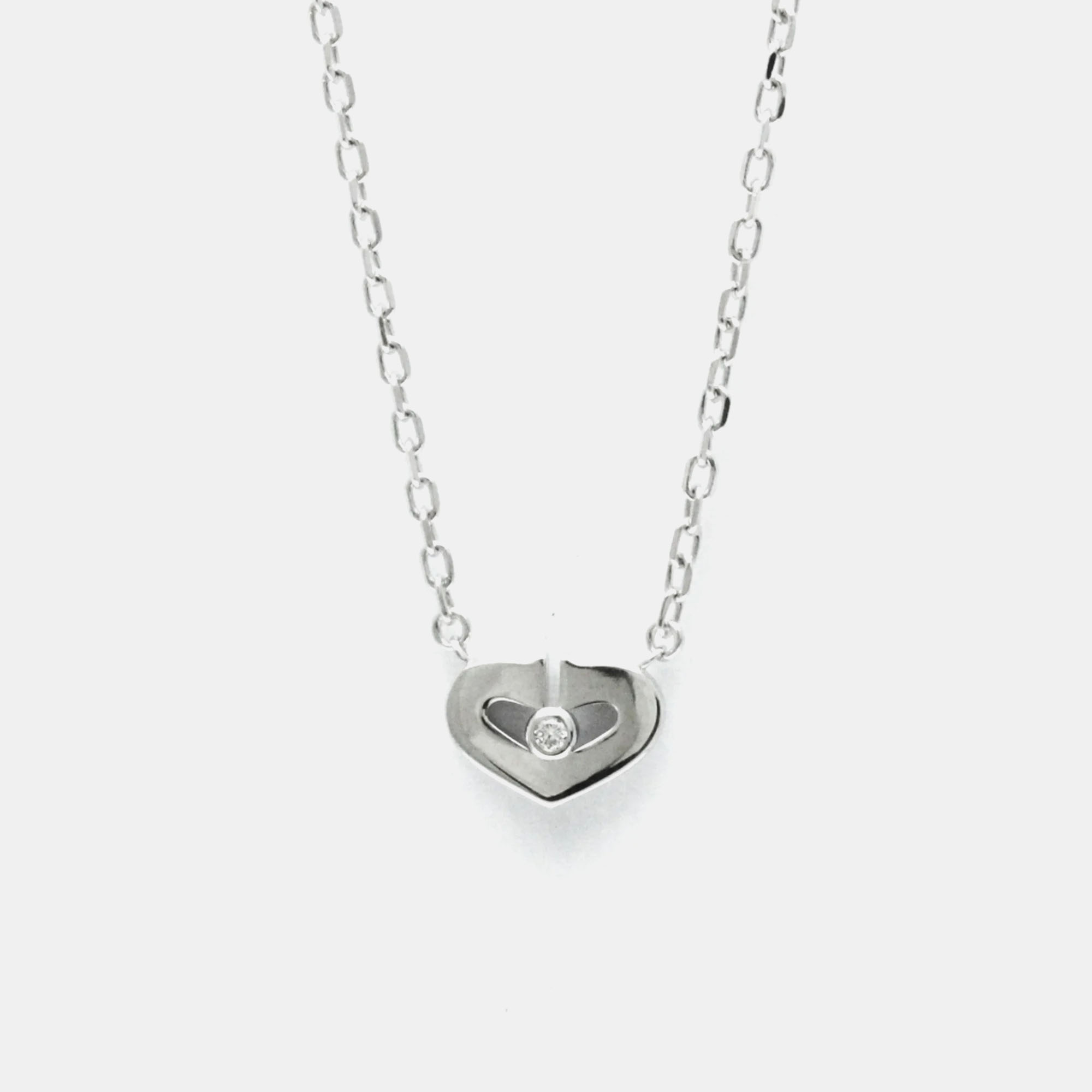 

Cartier 18K White Gold and Diamond C De Cartier Heart Pendant Necklace