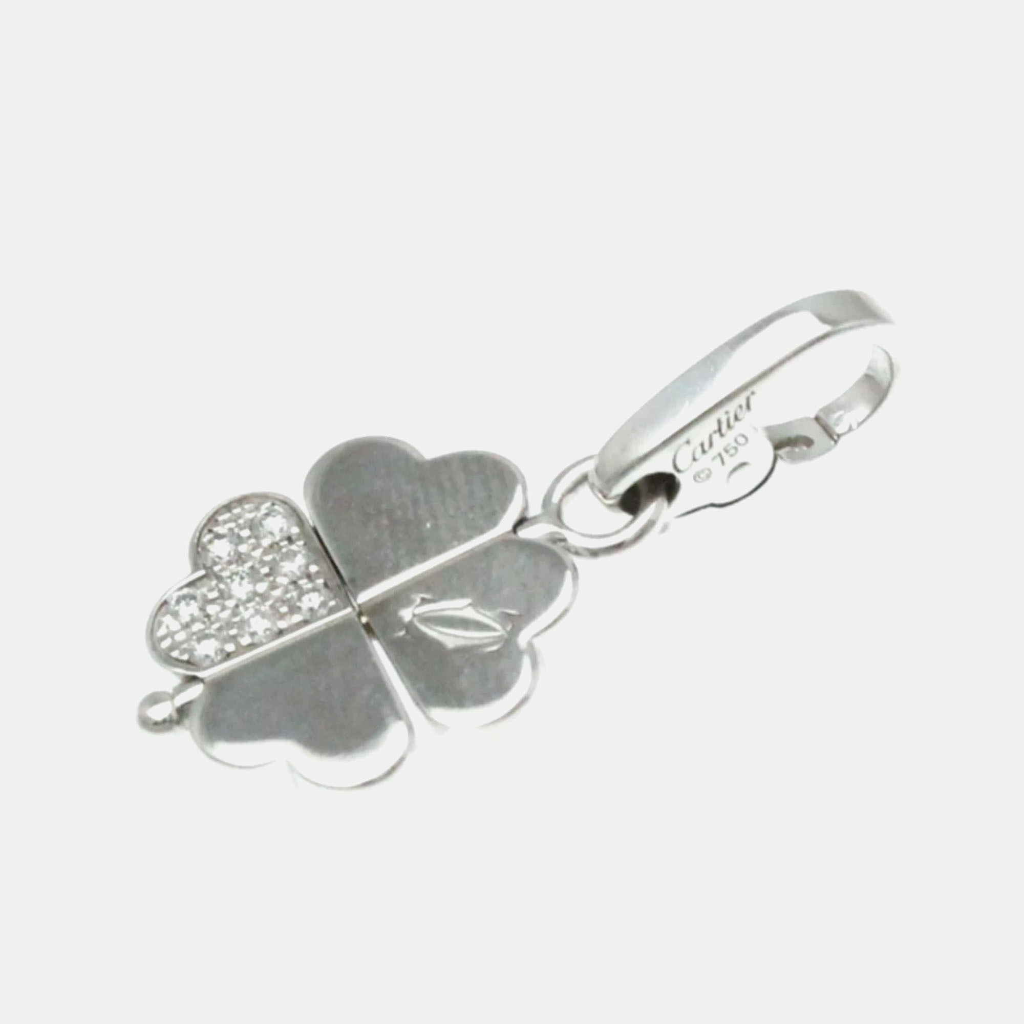 

Cartier 18K White Gold and Diamond 4 Leaf Clover Pendant Charm