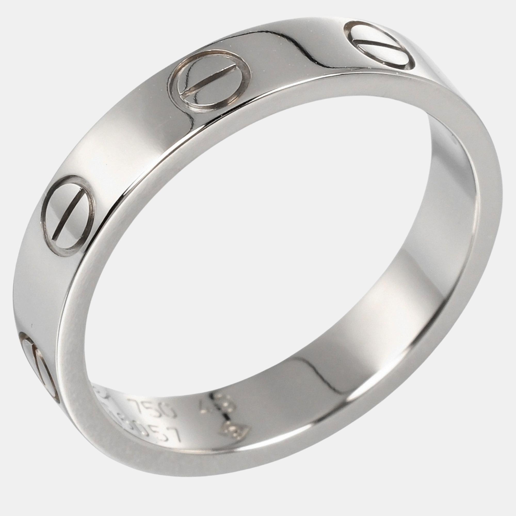 

Cartier 18K White Gold Love Band Ring EU 49