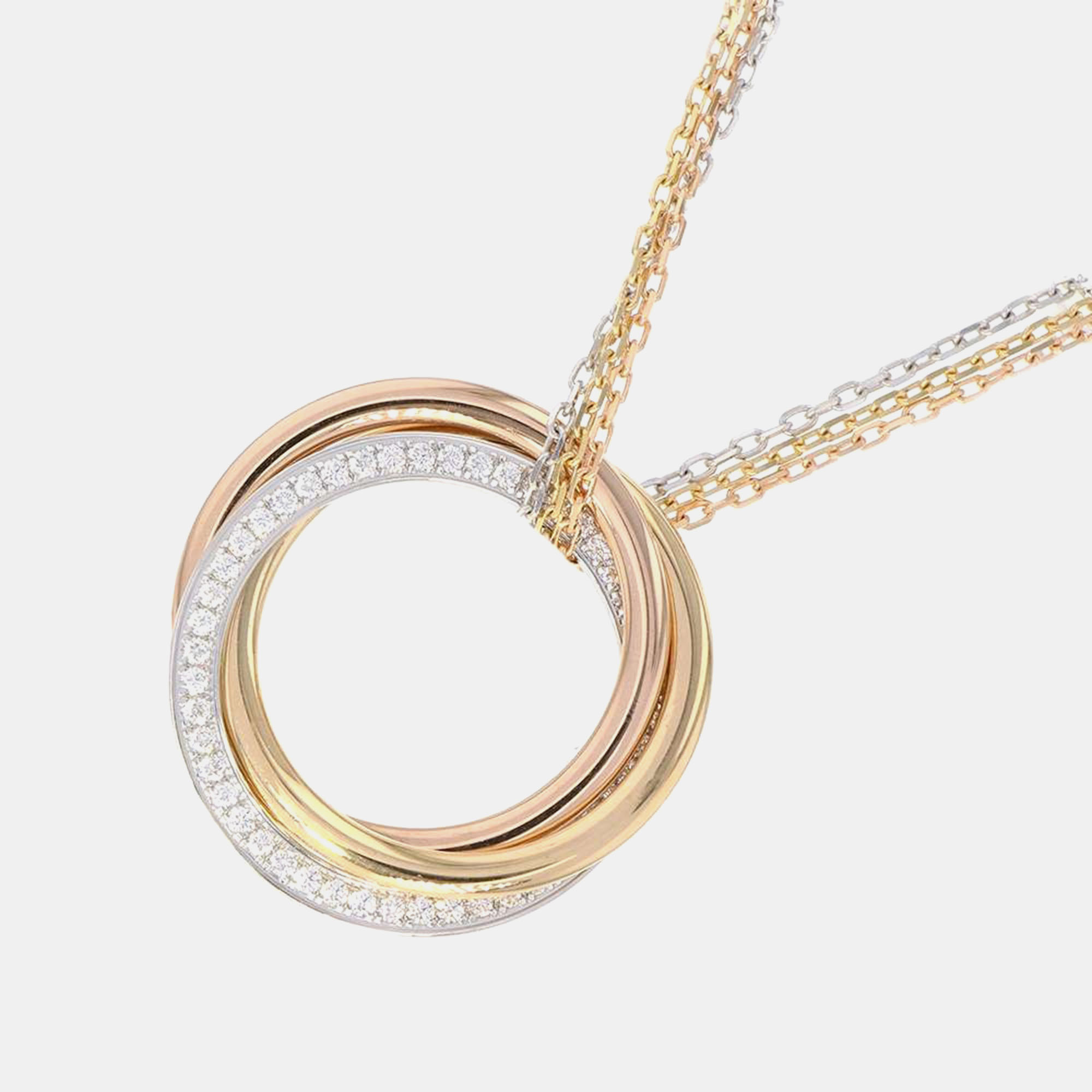 

Cartier 18K Yellow, Rose, White Gold and Diamond Trinity Pendant Necklace
