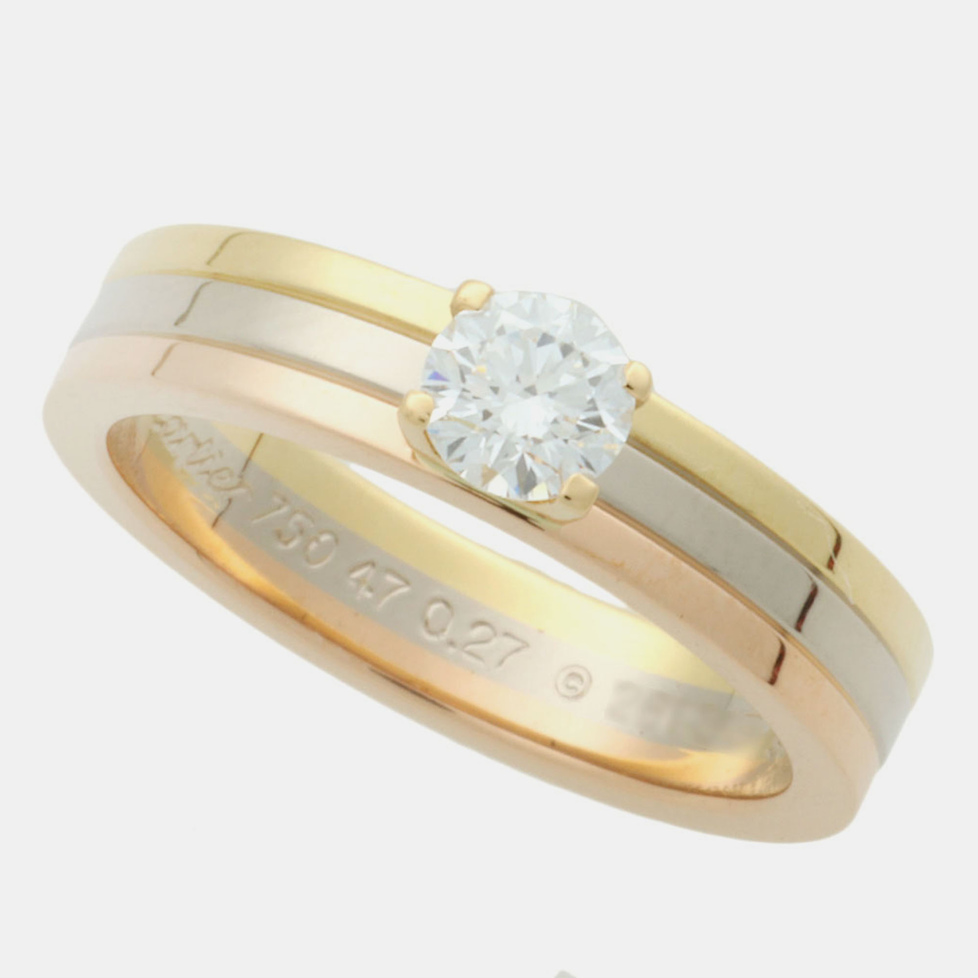 

Cartier 18K Yellow, Rose, White Gold and Diamond Trinity Solitaire Ring EU 47