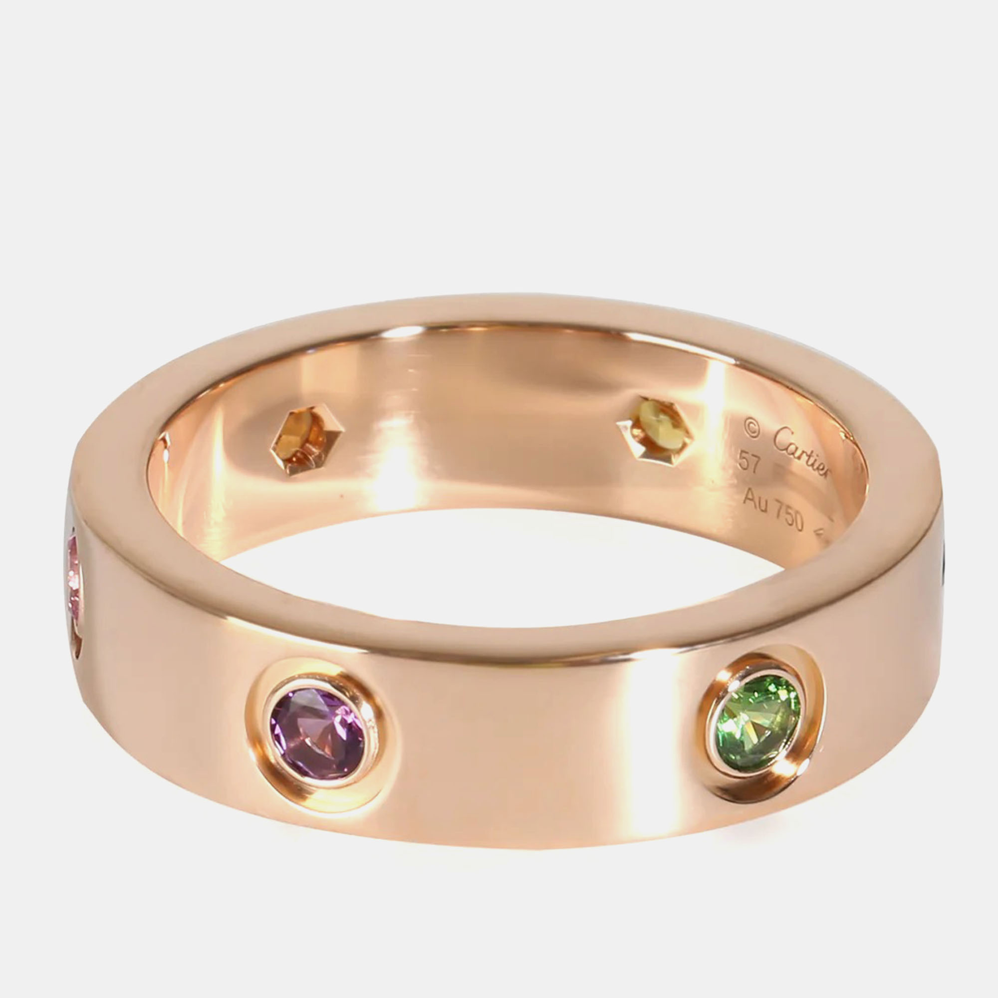

Cartier Rose Gold Love Ring With Rainbow Gemstones