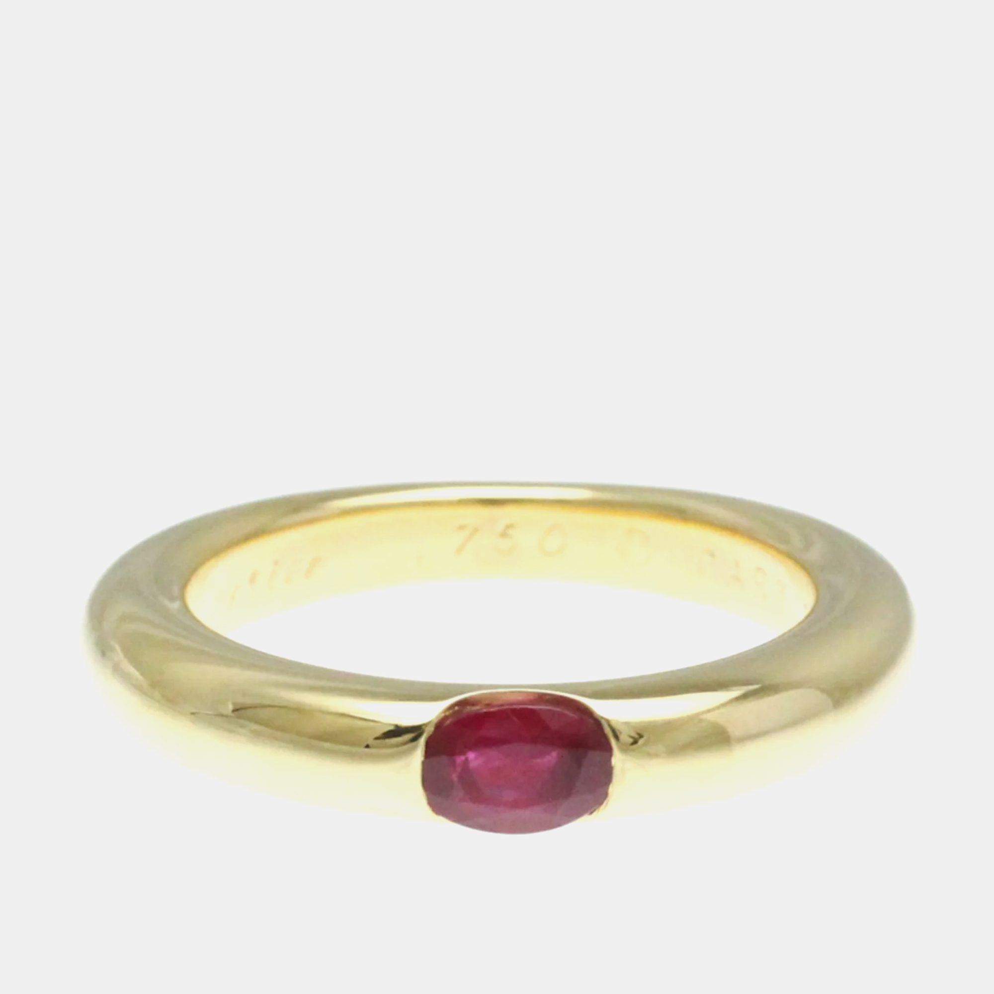 

Cartier 18K Yellow Gold and Ruby Ellipses Band Ring EU 58