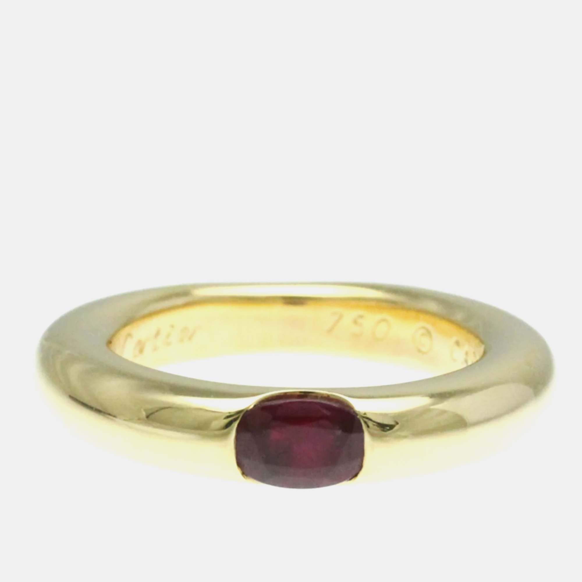 

Cartier 18K Yellow Gold and Ruby Ellipses Band Ring EU 50