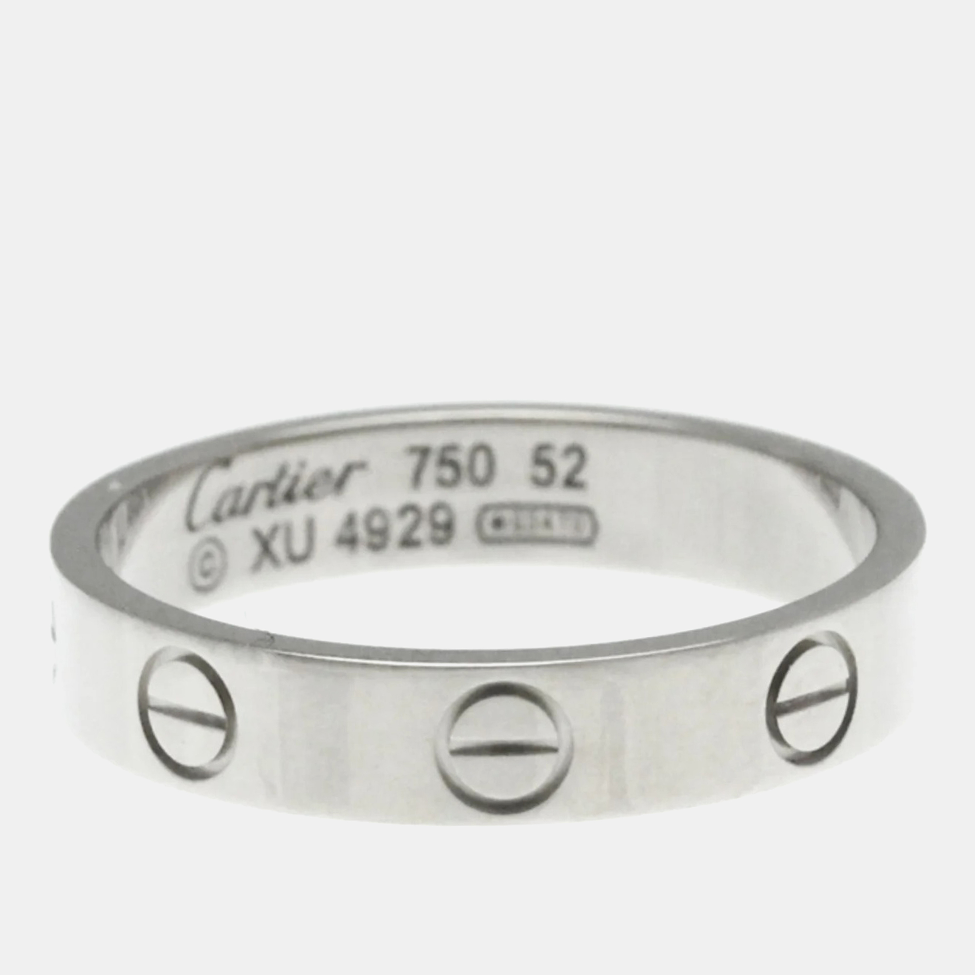 

Cartier 18K White Gold Love Band Ring EU 52