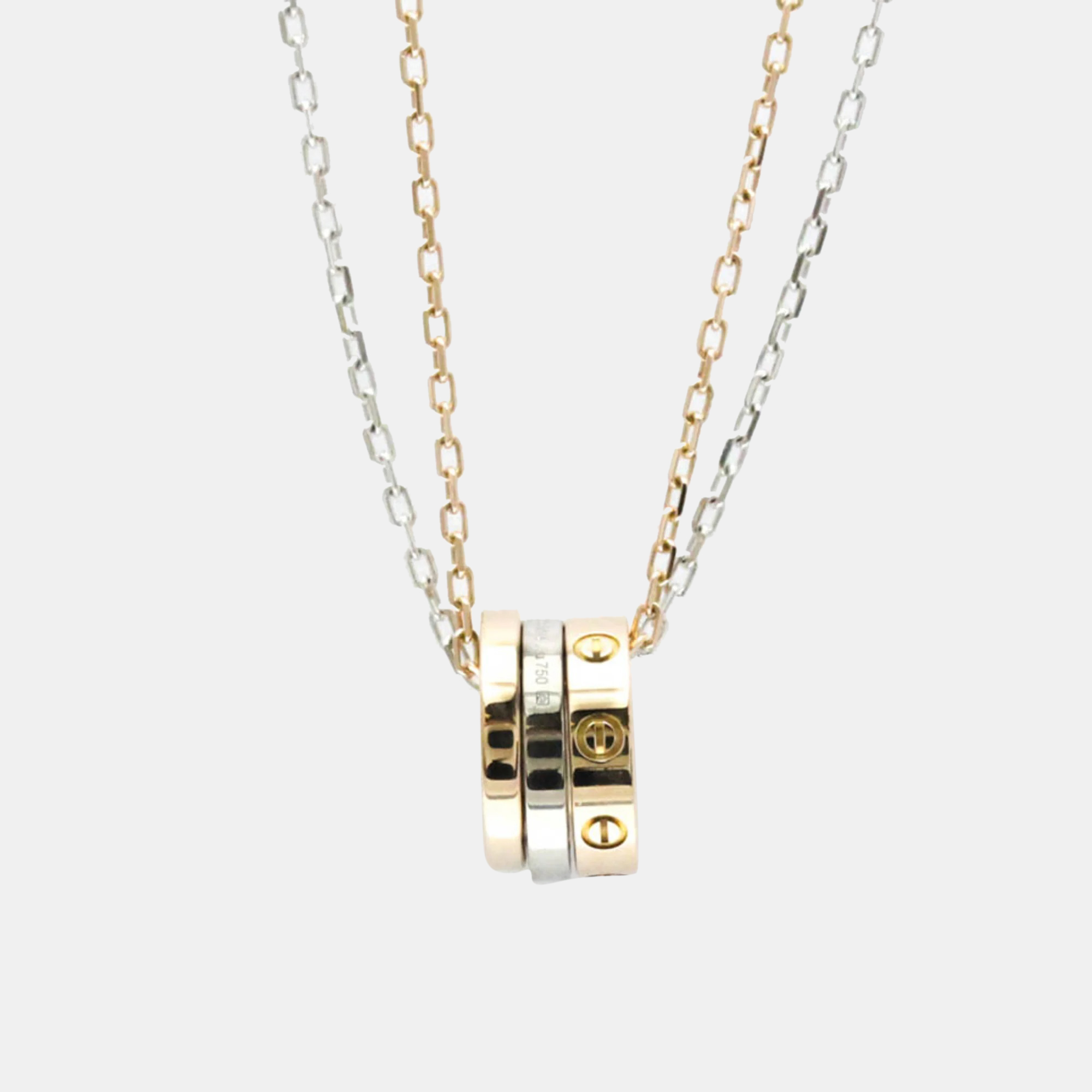 

Cartier 18K Rose, Yellow, White Gold and Diamond Love Pendant Necklace